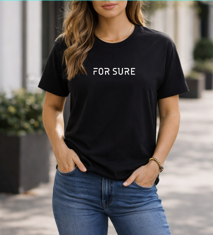 tshirt femme noir for sure impression devant.png