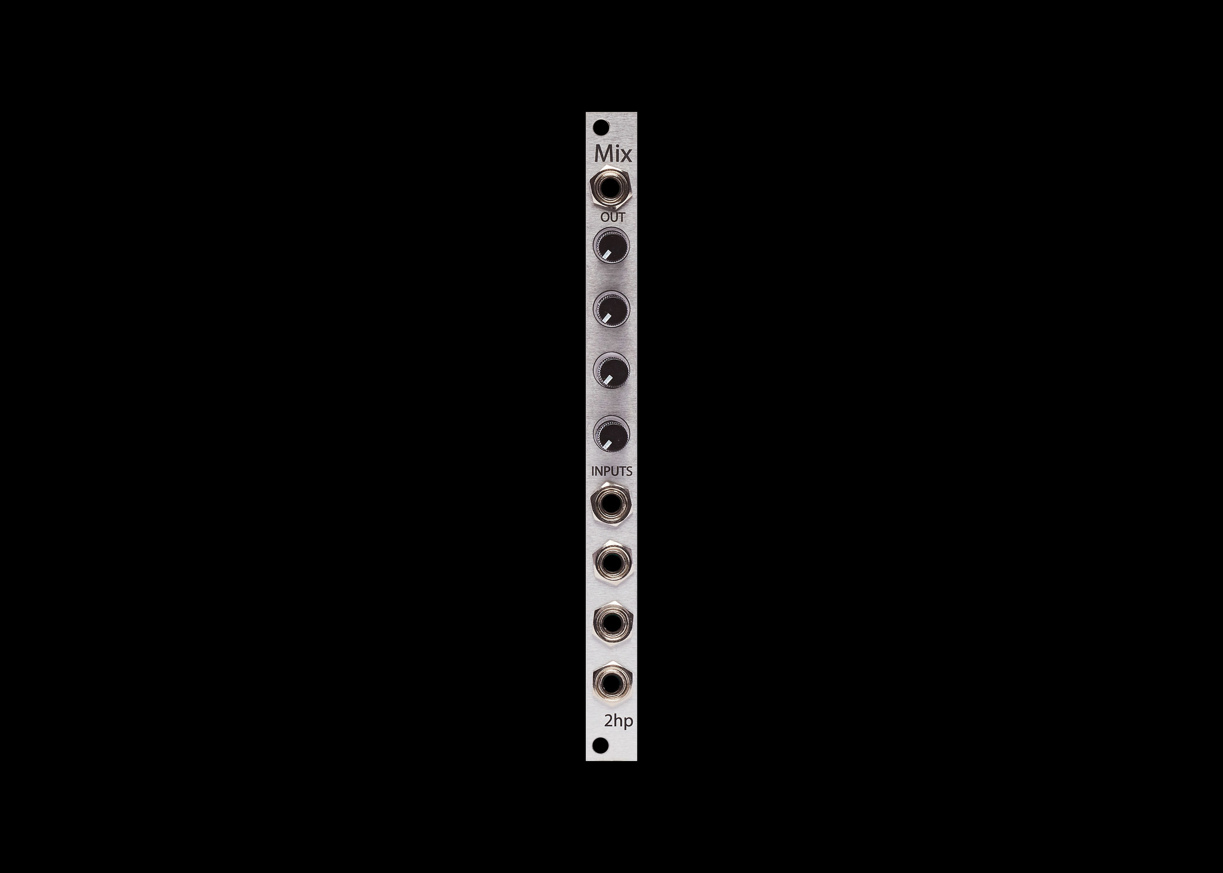 2hp Mix 4 Channel Mixer Module silver faceplate
