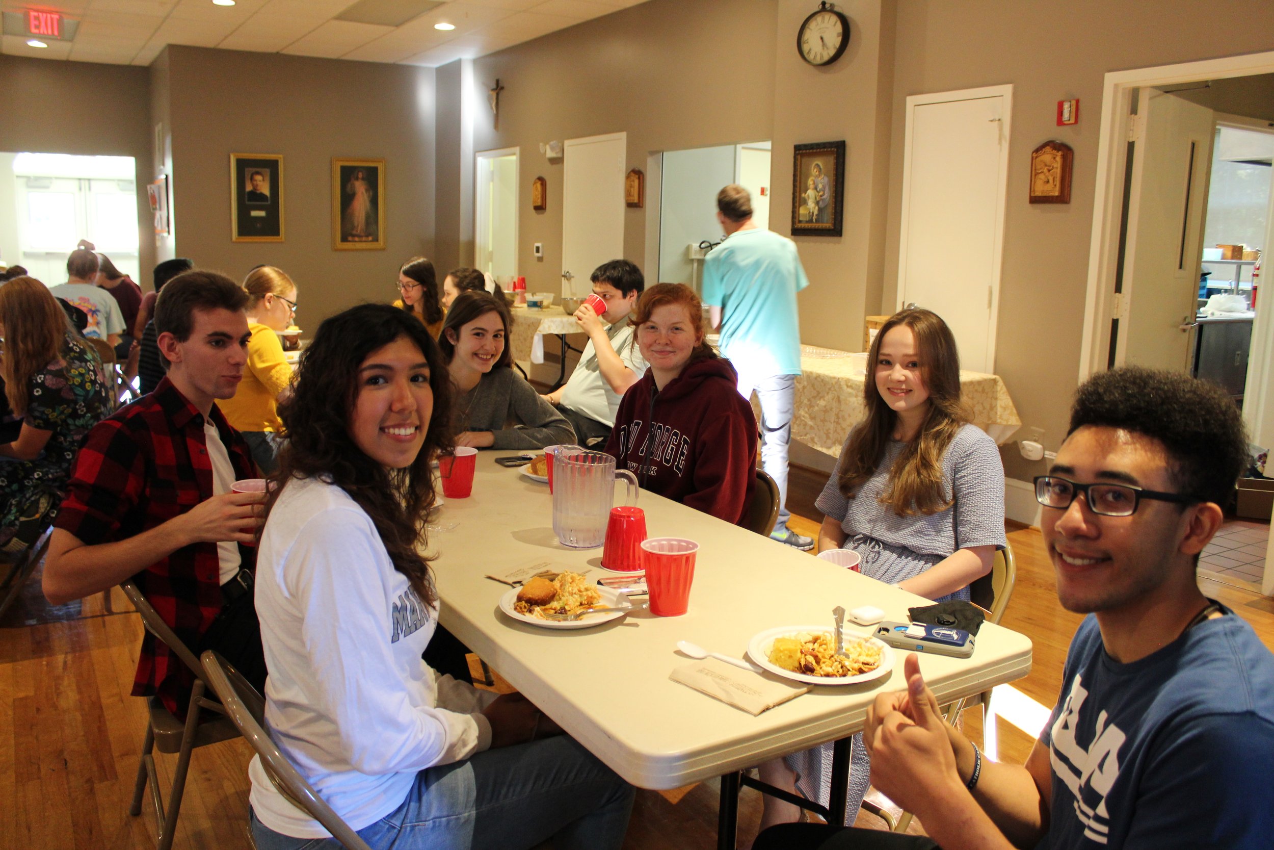  Students enjoying supper social. 