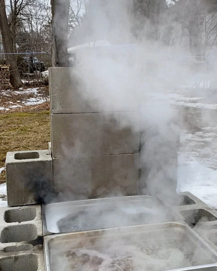 Backyard sugaring setup yesterday with bonus Sapnado vortices.