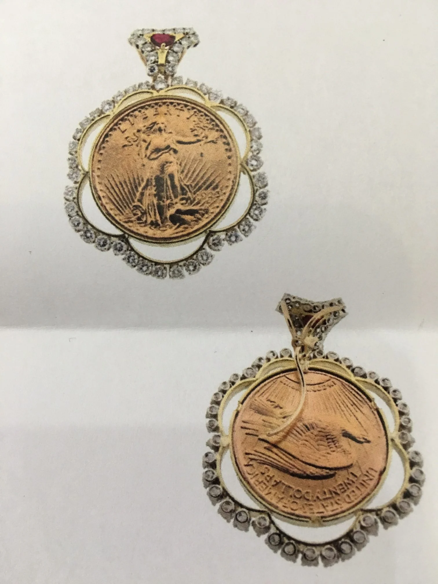 U.S. 20 DOLLAR GOLD COIN AND DIAMOND 