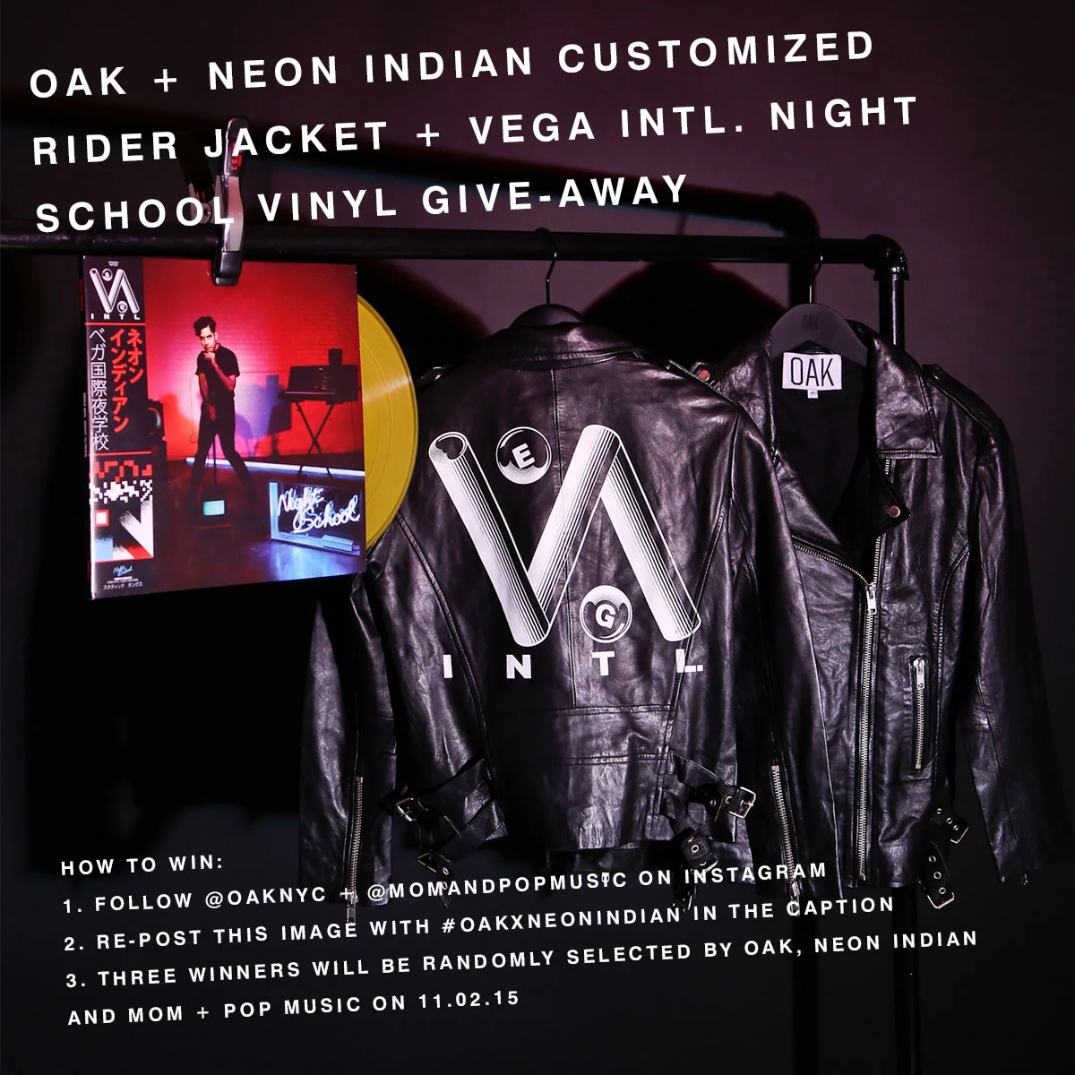 Win a Custom VEGA INTL. Leather Jacket + Vinyl from OAK