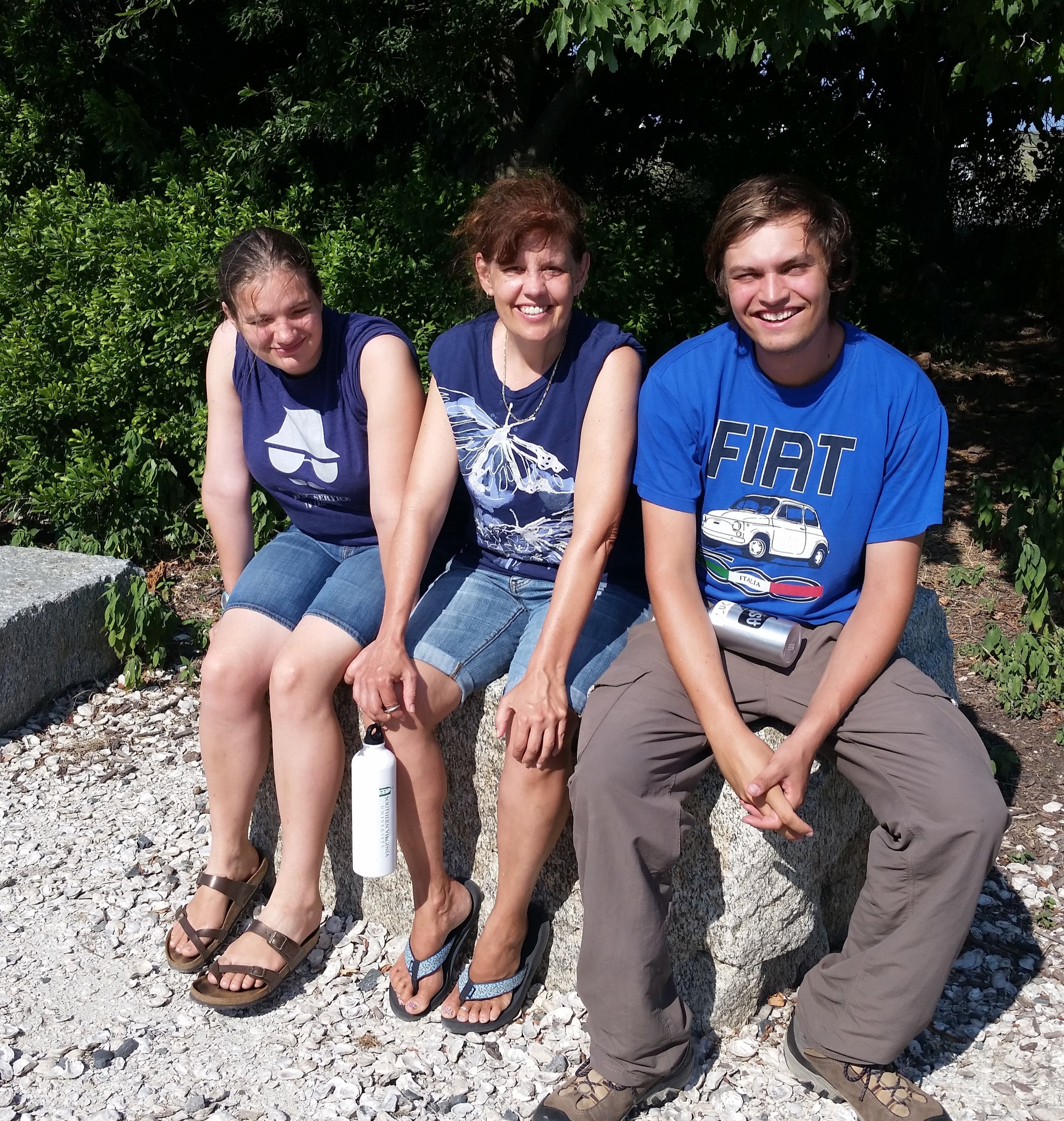 Heidi Hemming (center) with Lucy and Jeremiah Savage on Poplar Island, July 21, 2017