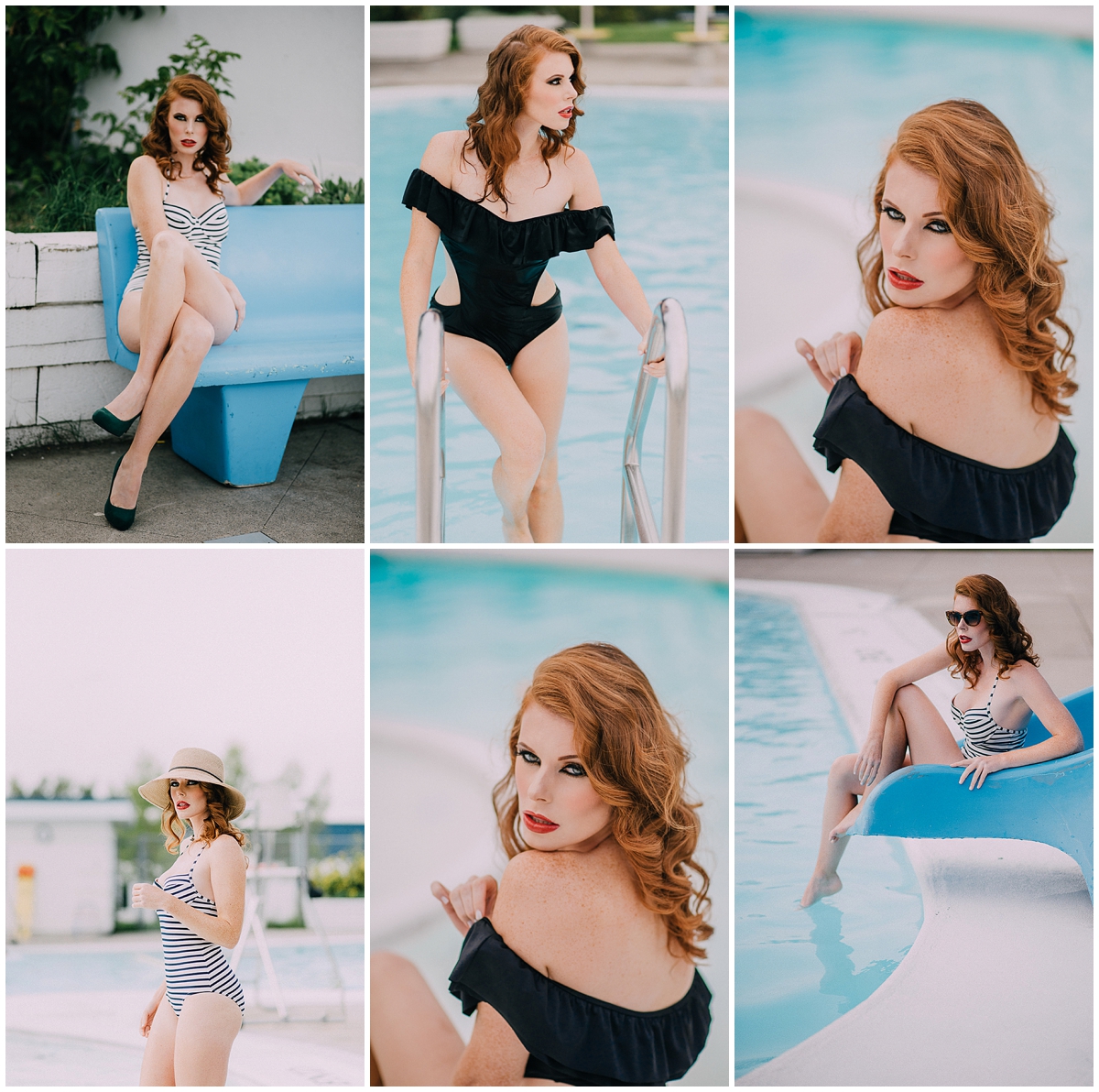 Vintage Swim Shoot for Michele Weineke - hair and makeup Glam and Beyond