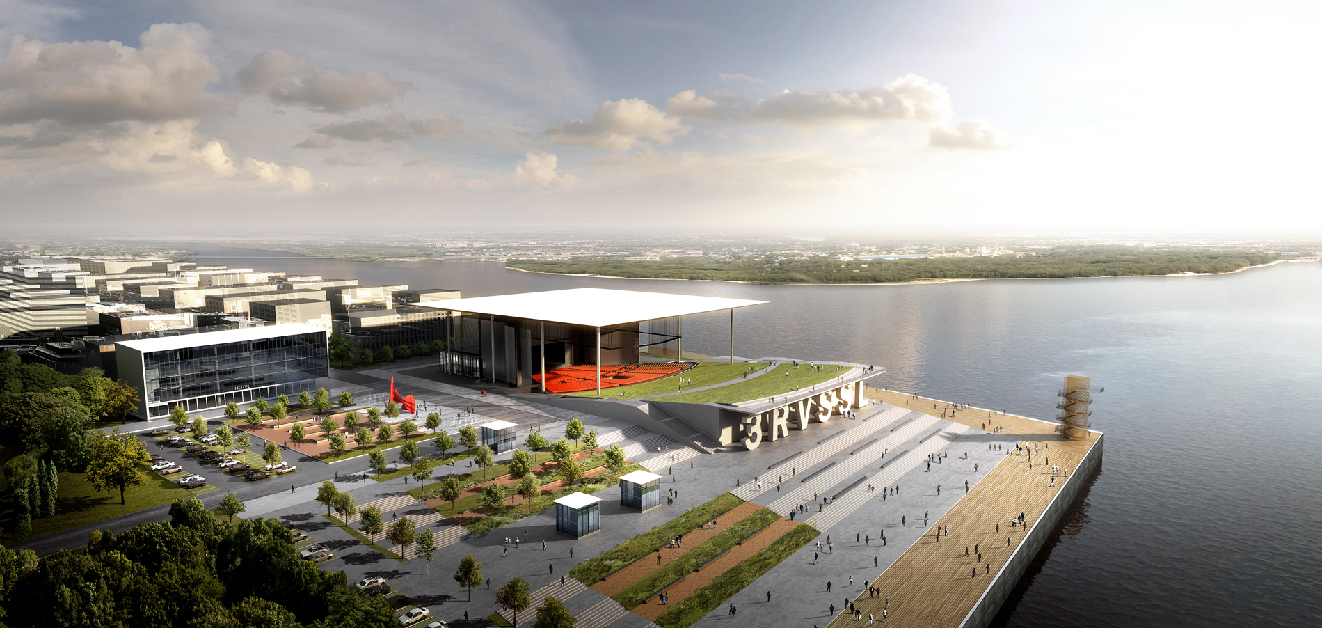 Le nouvel amphithéâtre positionné sur la pointe du site en 2011. Image © mir.no