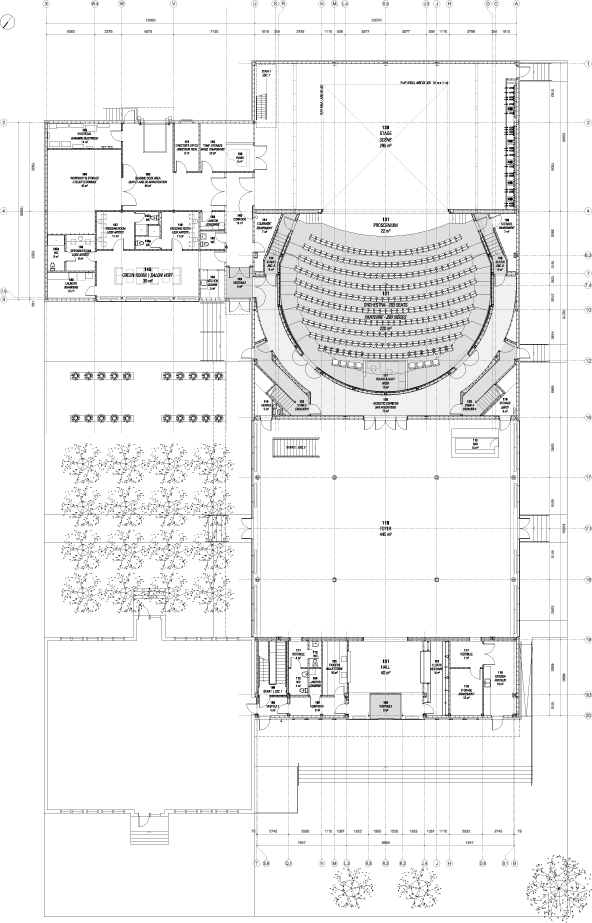 Plan du rez-de-chaussée de la salle de spectacles.