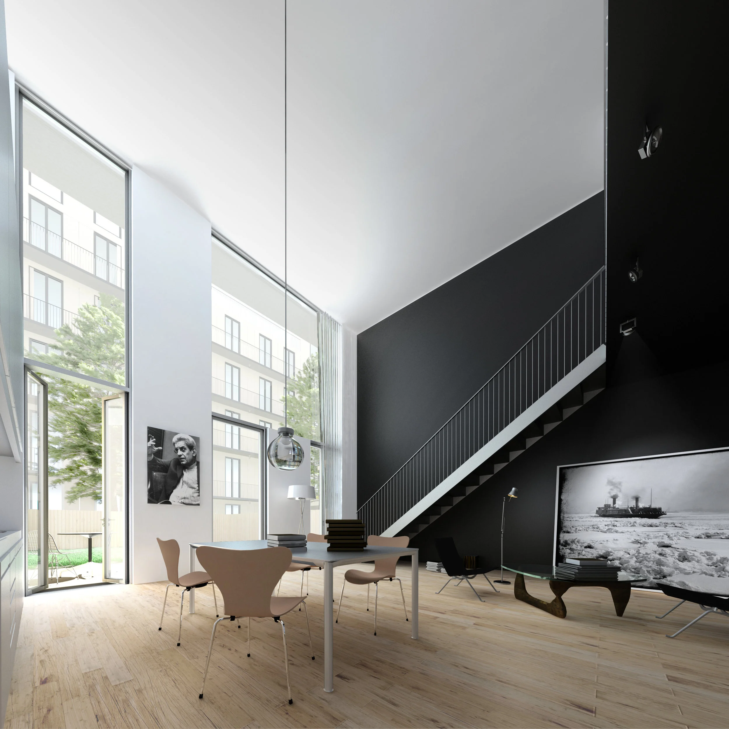Vue d'un logement en rez-de-chaussée