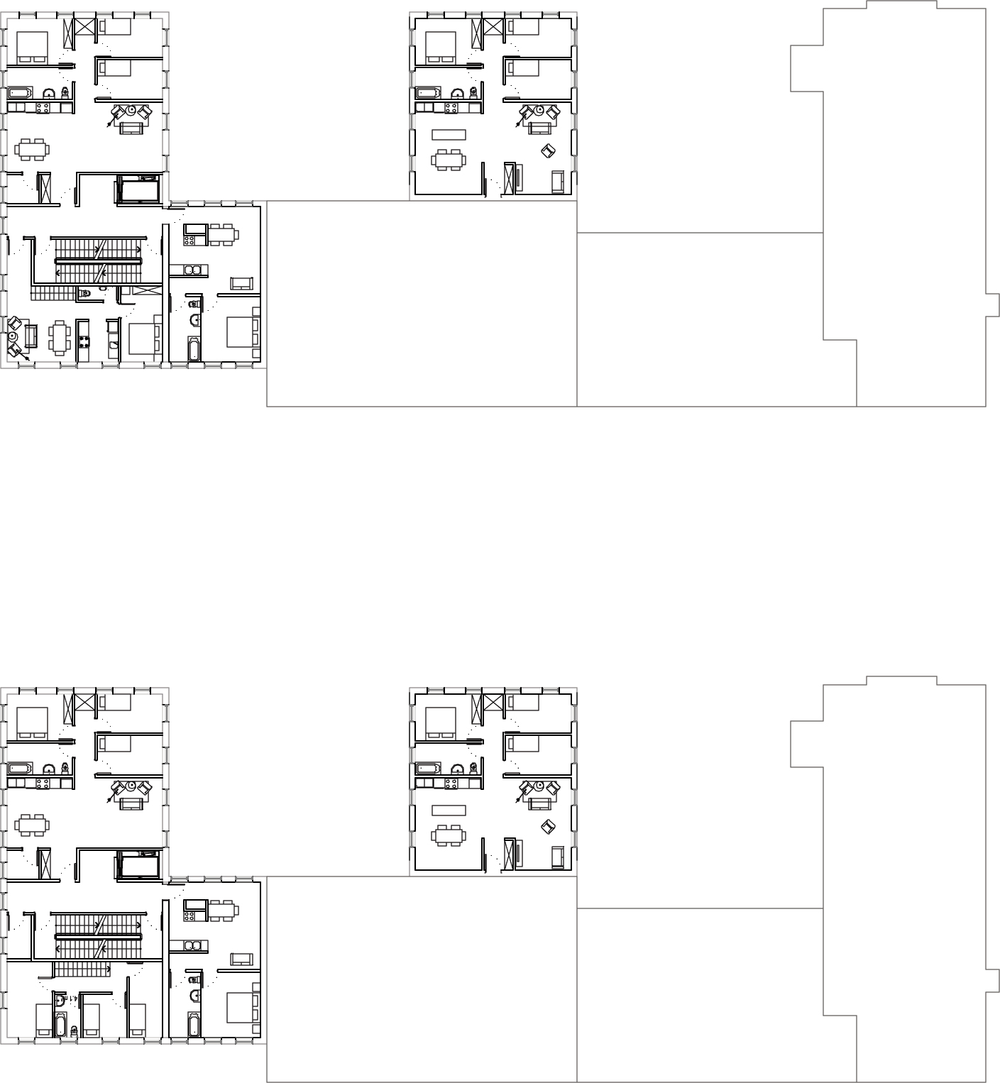 Plan des logements des étages 3, 4, 5 et 6