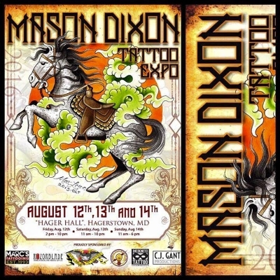 Don't forget, this weekend is the Mason-Dixon Tattoo Expo! August 12th through the 14th, join us as Hager Hall to see all the amazing artworks, artists and tattoo collectors from the area and beyond. Additional info can be found at https://www.facebook.com/masondixontattooexpo