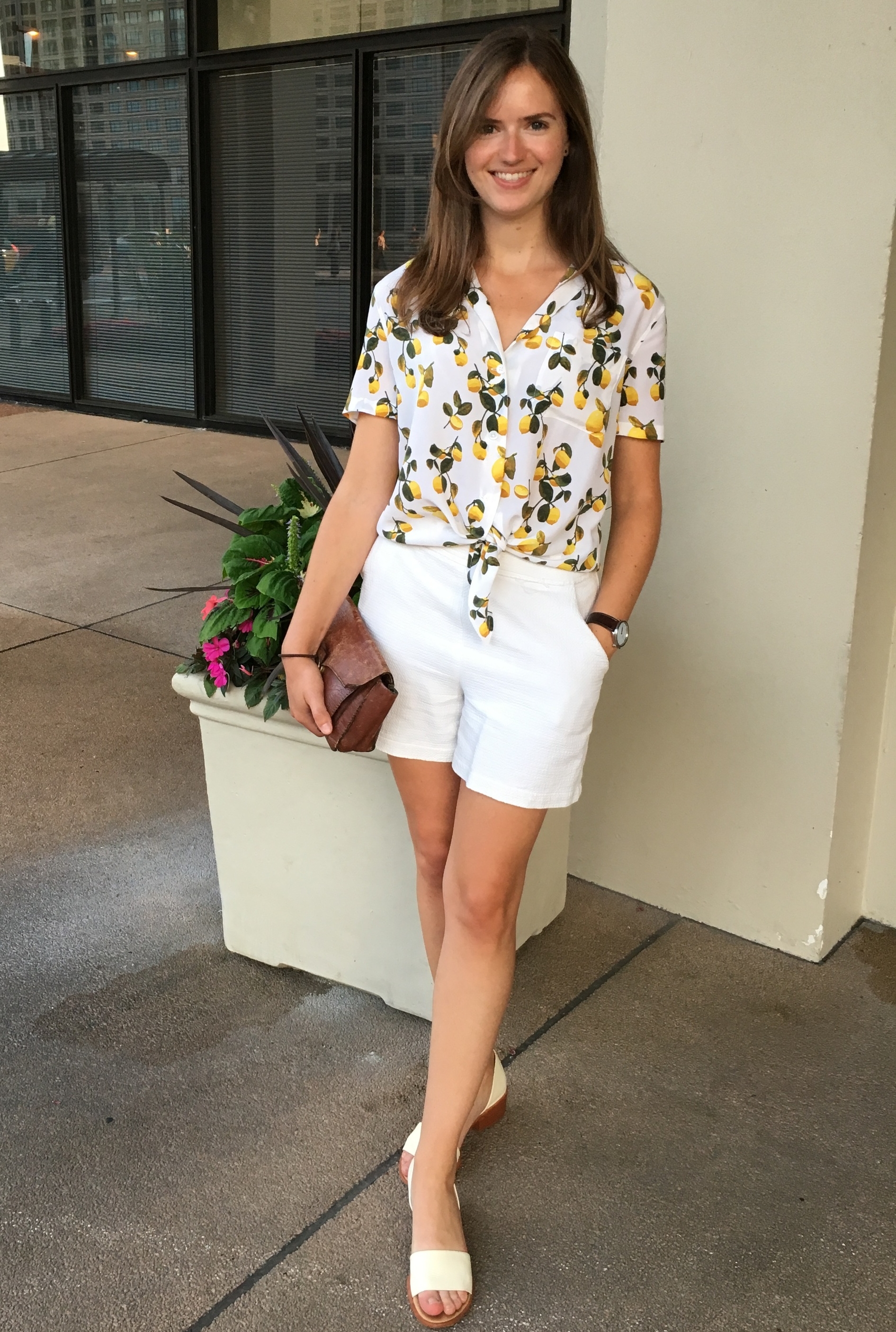 Lemon shirt from Equipment FR and sandals (which I love) from Steven Alan