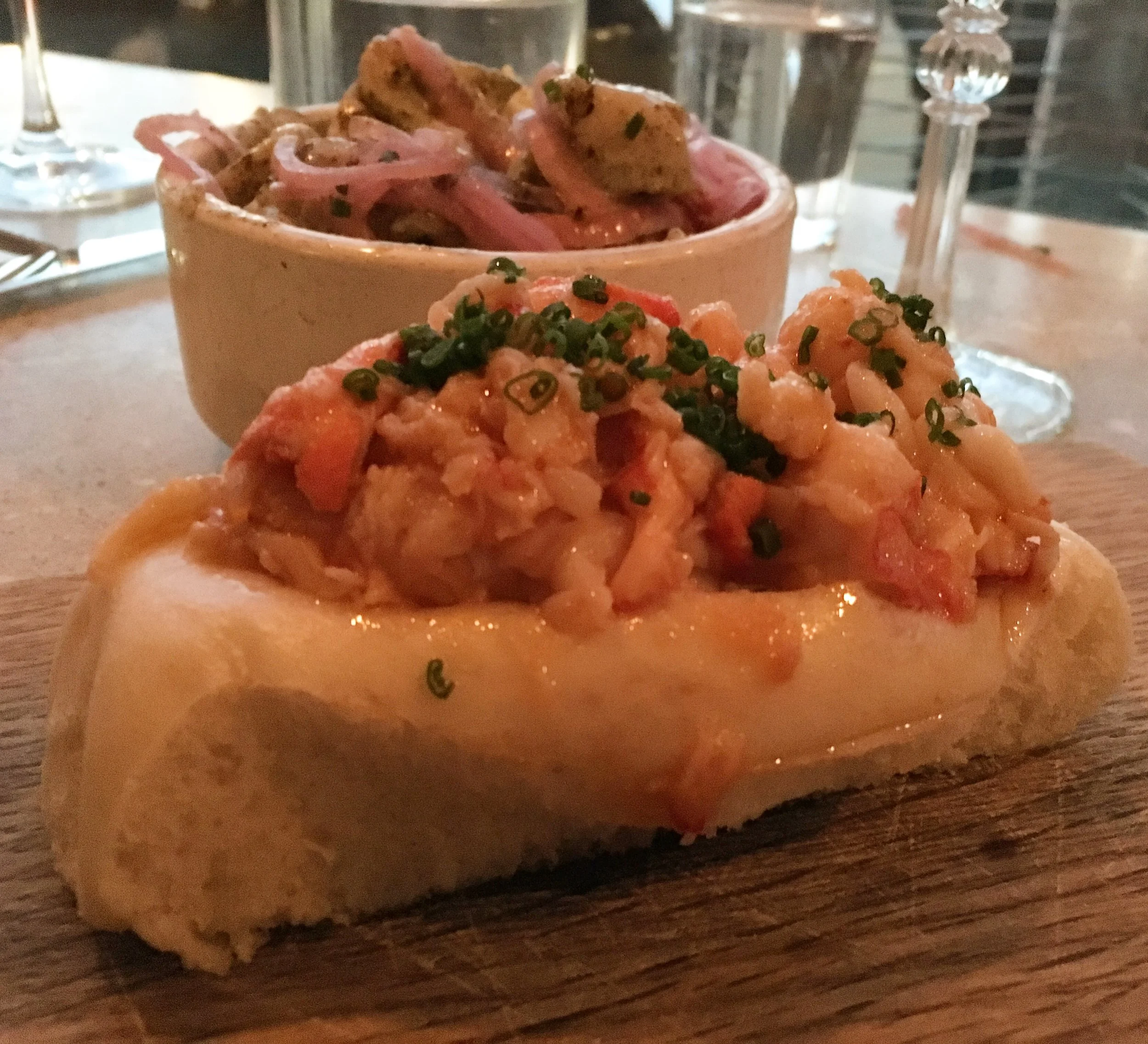 at Eventide restaurant. one of the best lobster rolls I've ever had (seaweed potato salad in the background)