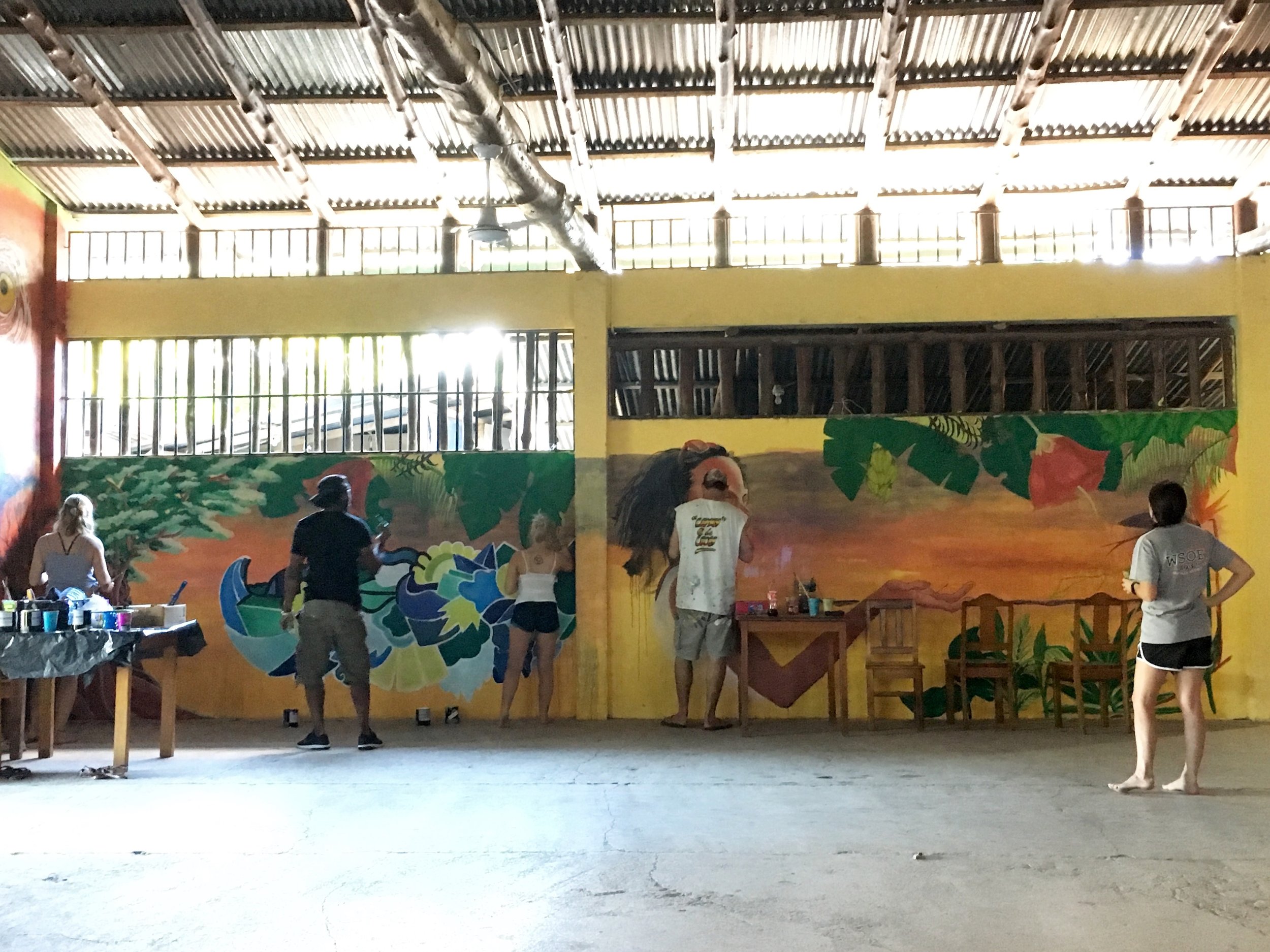 The crew at work (Left to right: Hollie Moser, Alloyius McIlwaine, Cassie Larson, Curtis Glover, Liz Clapp)