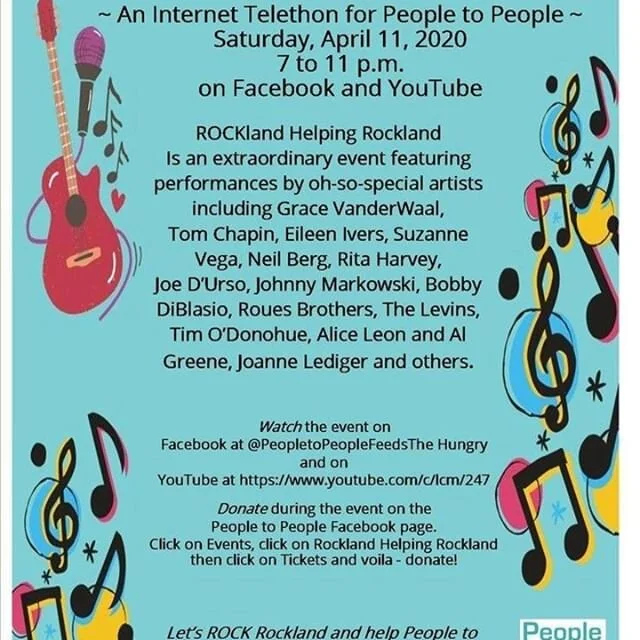 Proud to be part of the diverse, local acts on board TONIGHT to benefit &quot;People to People - Feeding Rockland&rsquo;s Hungry&quot;, my neighbors here in NY.

My FB page, OfficialEileenIvers, will be co-hosting the event to help #ScatterTheLight ✨