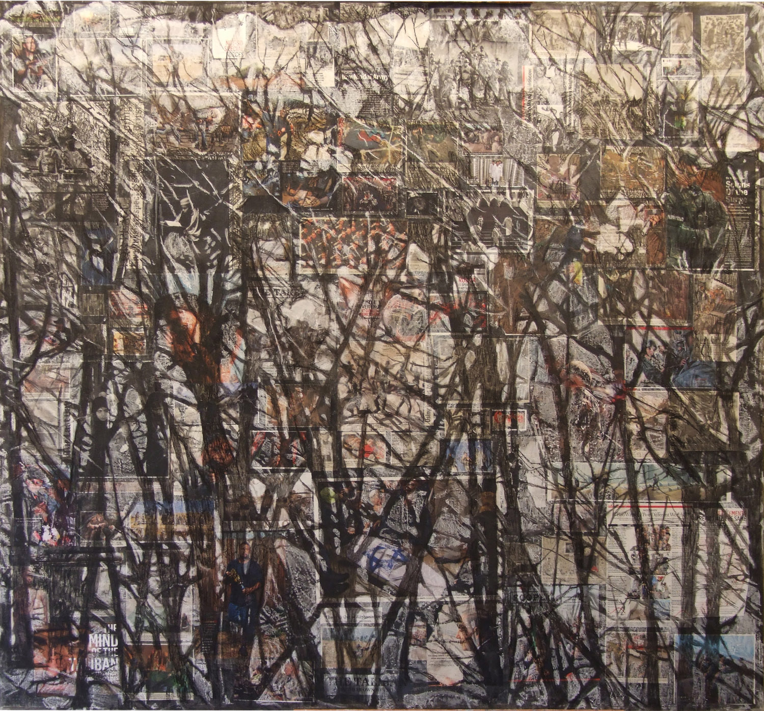 2ak(0)-Hedge-acrylic, charcoal, conte, print media collage on canvas, 60x55 in, 2008.jpg