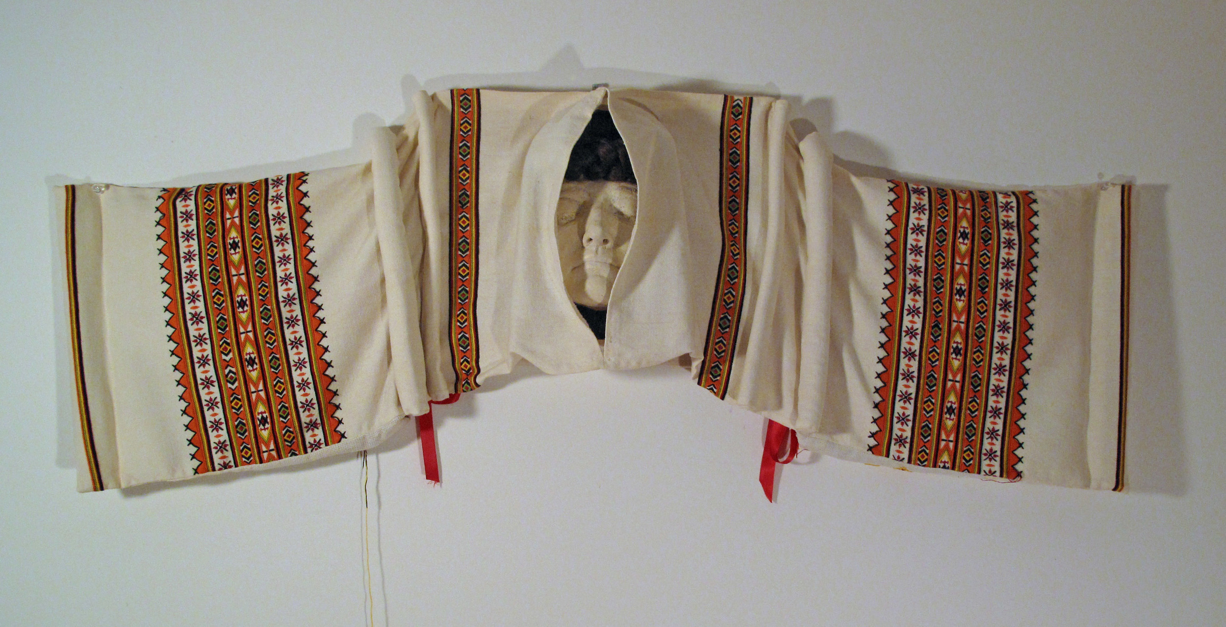 2bg(0) - The Guardian, clay, embroidery, braided hair, letters, wood - open -  22x42x6 in. 1993-1998.jpg