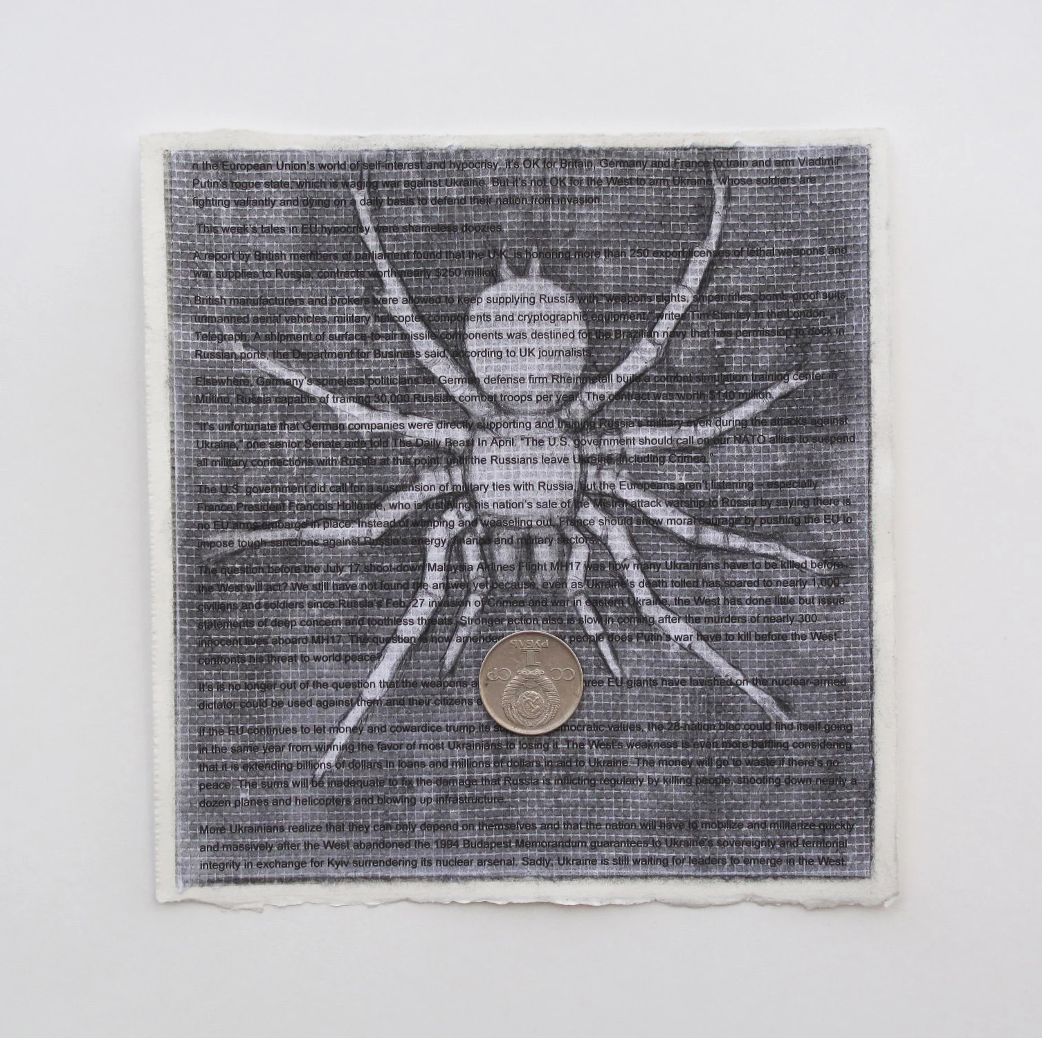 2cg(0) -WhatBalls!-charcoalovertext,Sovietcoin,paper9x9in.2014.jpg