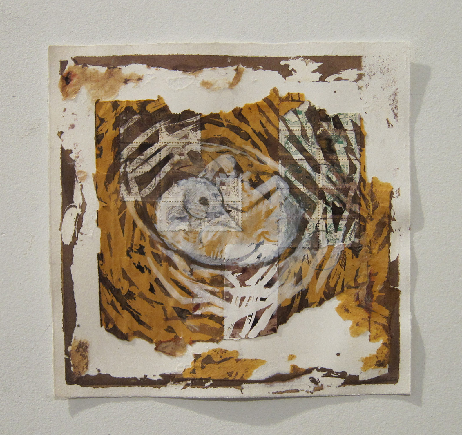 2cm(0) - Fledgling, inks, Ukrainian postage stamps, paper 9x9 in 2013 -1.jpg