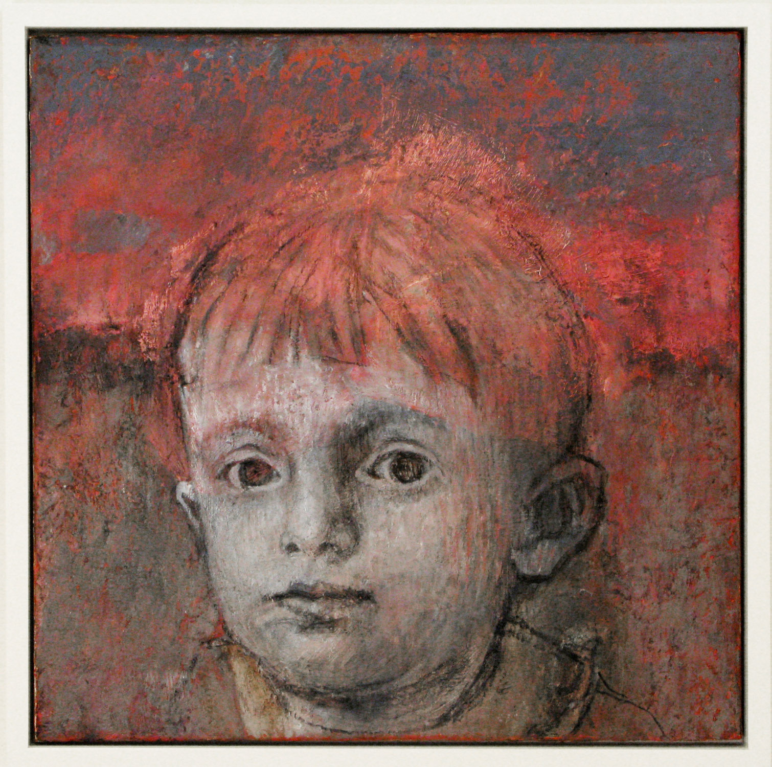 5bc(0) - Guardian Child, oil, charcoal on charred wood, 22x22 in. 2005.jpg