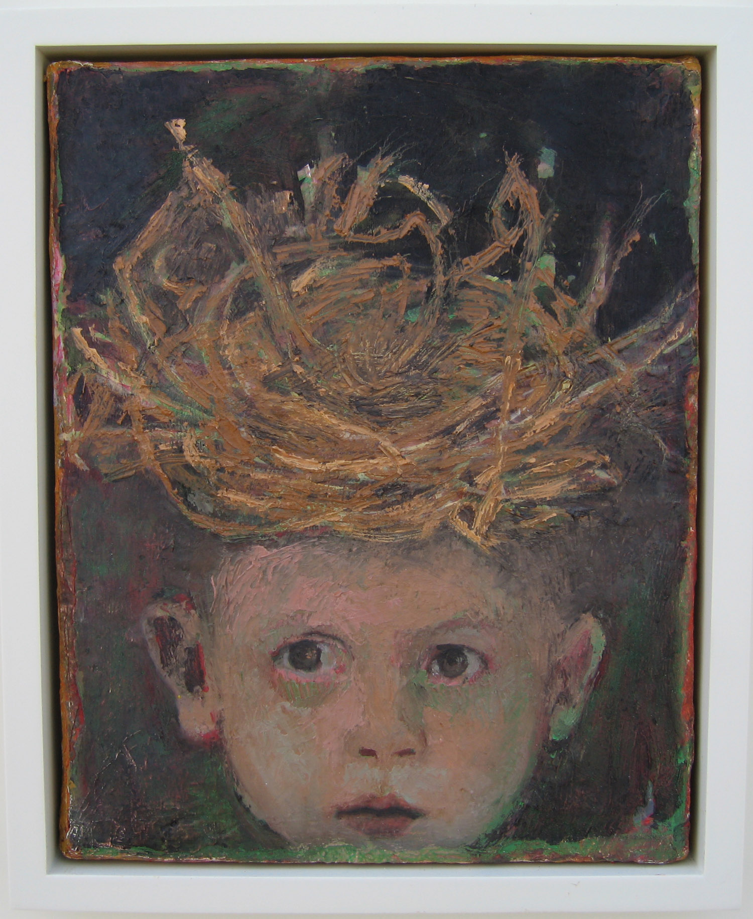 5bd(0) - A Nesting, oil, resins, wax on canvas, 17x15 in. 2006.jpg