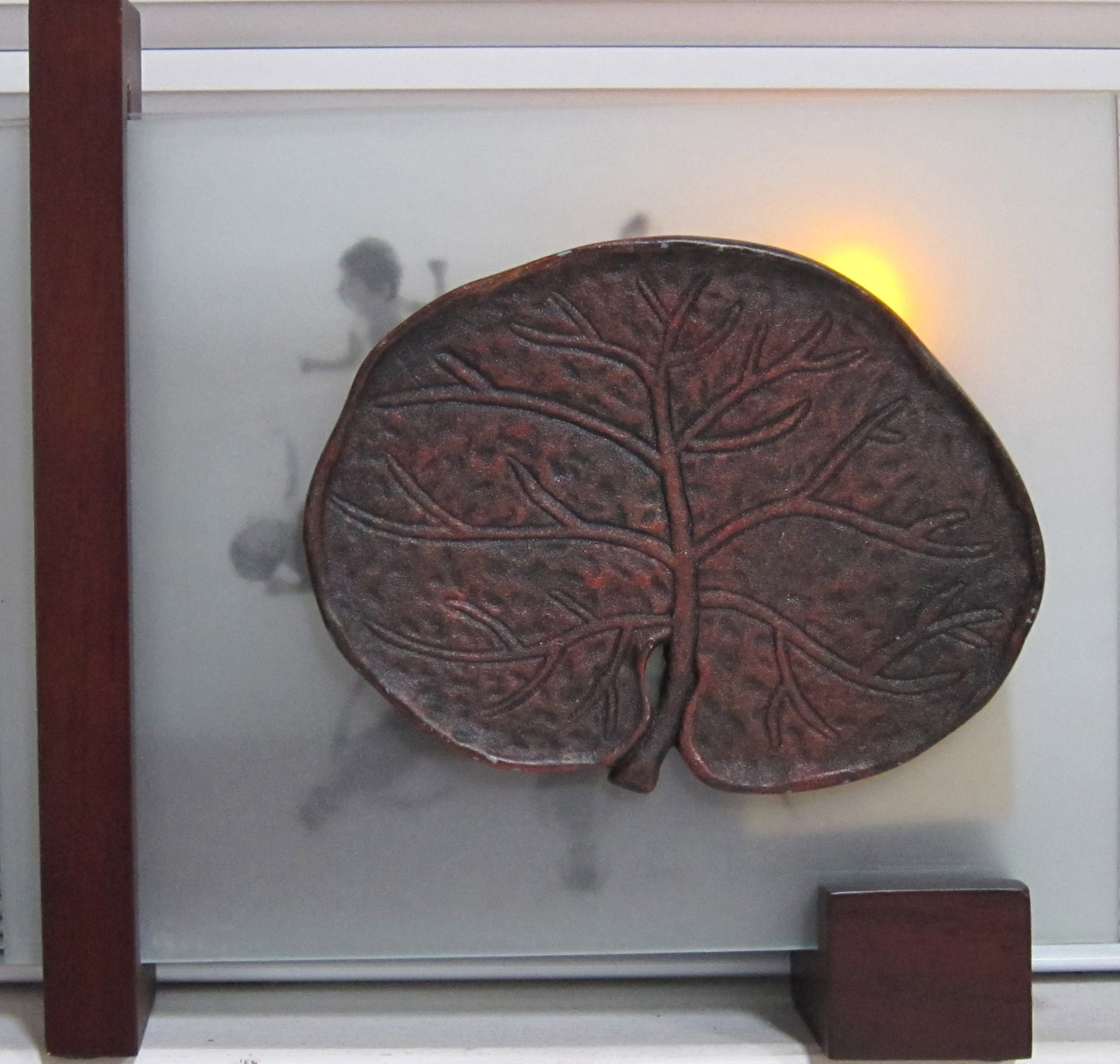 5cl(0) -Burning Bush- glass, clay, light, wood, 8x9x3 in., 2010.jpg