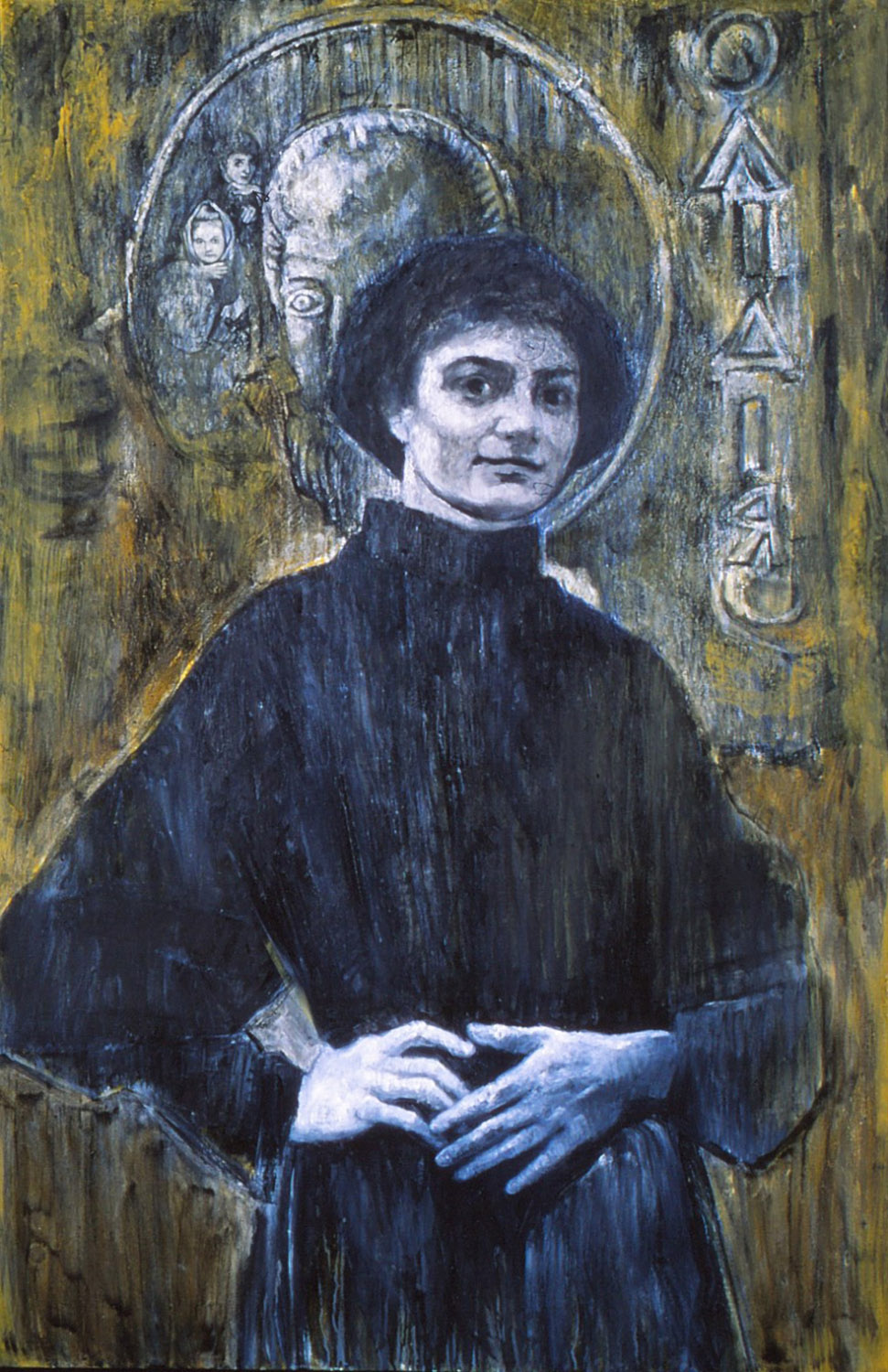 5dp(0) - My Story - oil, wax, resins on canvas, 74x47 in., 1995.jpg