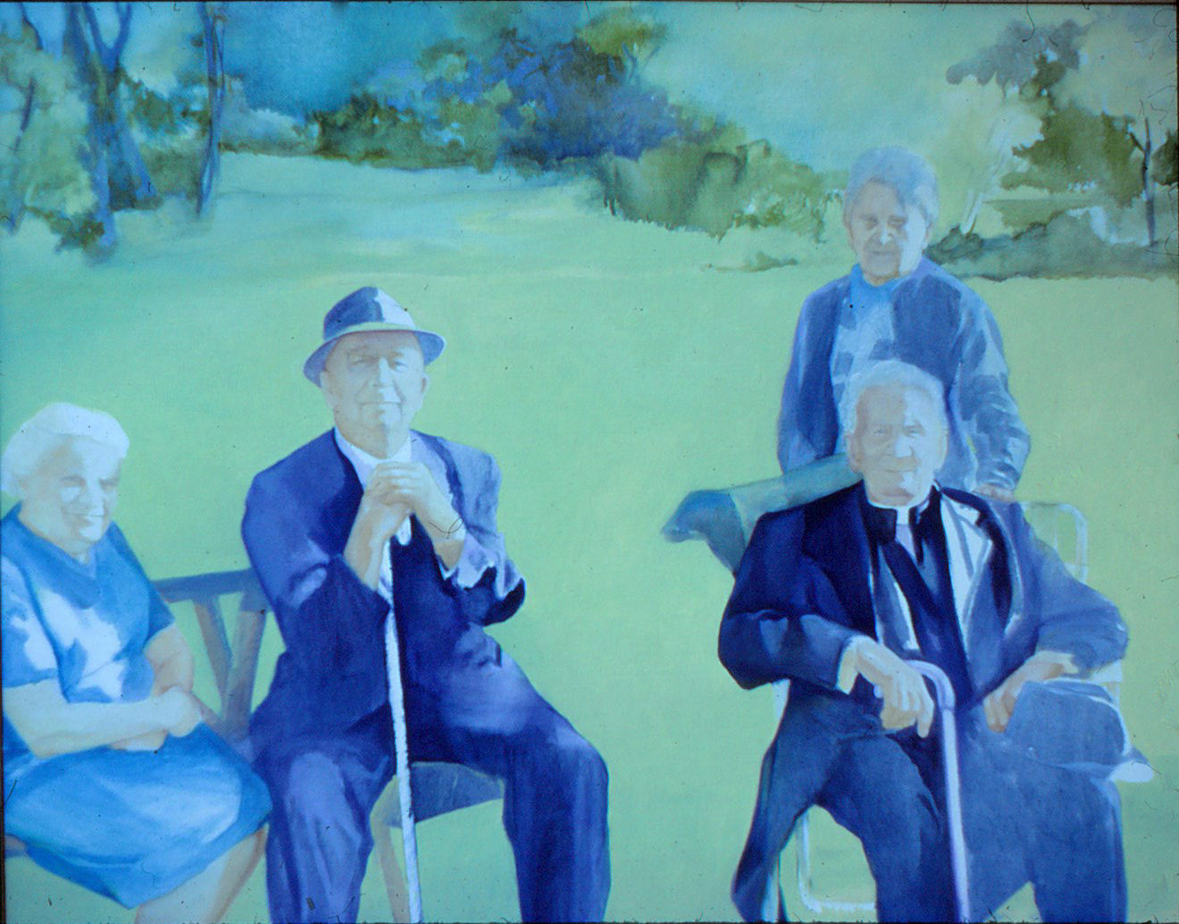 5dt(0) - Remembrance of a Family Outing- pencil, oil on canvas, 48x60 in., 1980.jpg