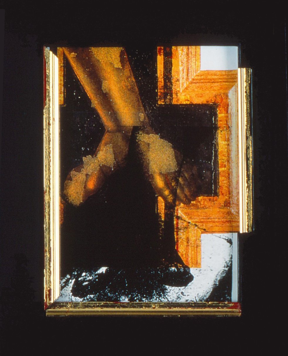 5ai (0) -Another Kind of Icon #4, 1995, 13 x 10 in., photocopy, gold leaf, wood.jpg