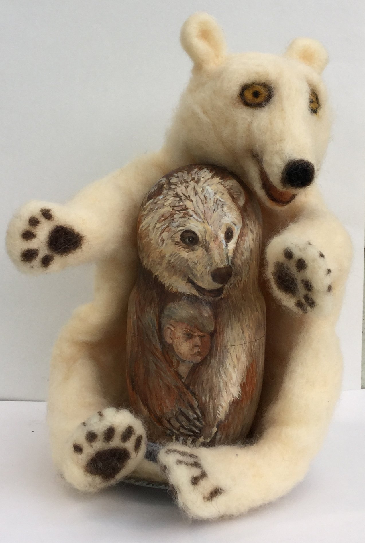 2bo(0) - Bear(s)kin-felted wool, painted wooden nesting dolls, 14x10x10x 2020.jpg