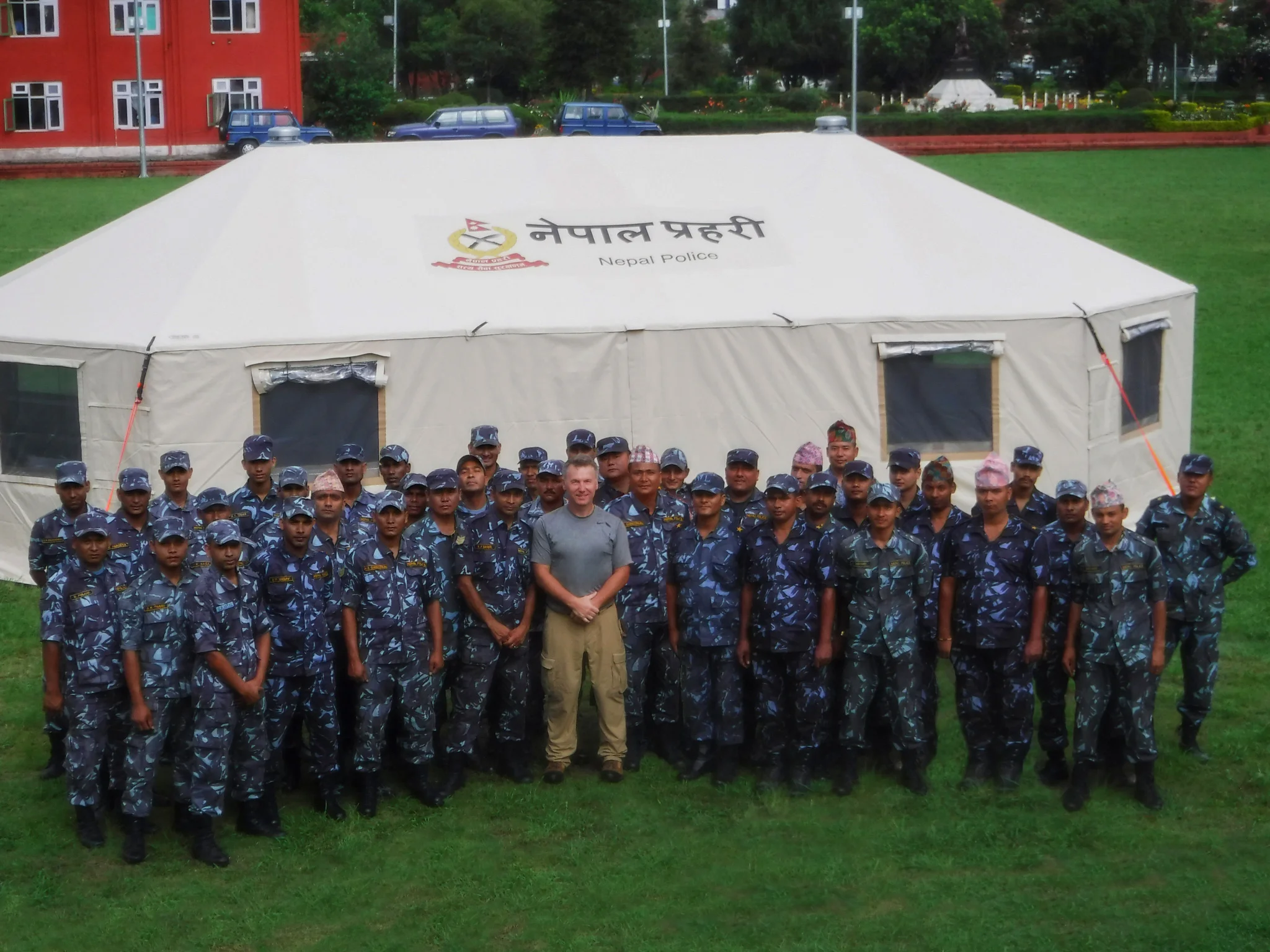 Western Shelter Sales Representative Mike Ottaway assisting with shelter deployemnts in Nepal.