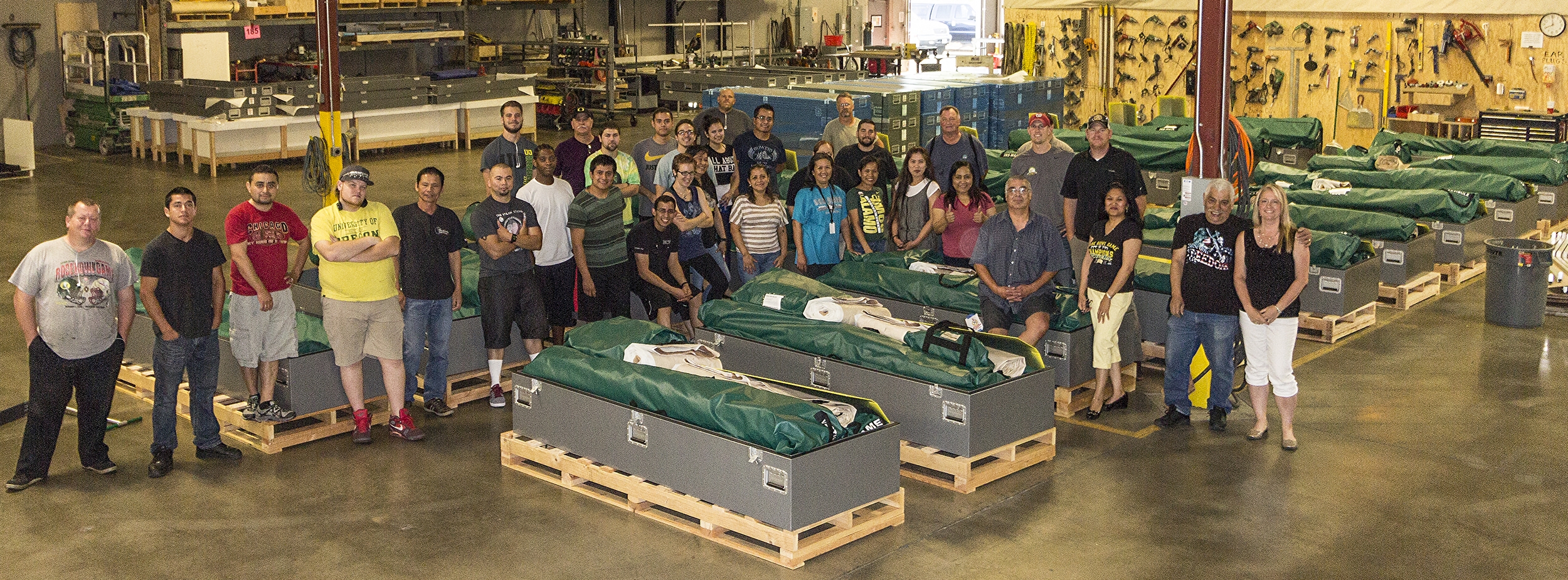 Western Shelter's production team after working overtime to fufill the Nepal shipment.