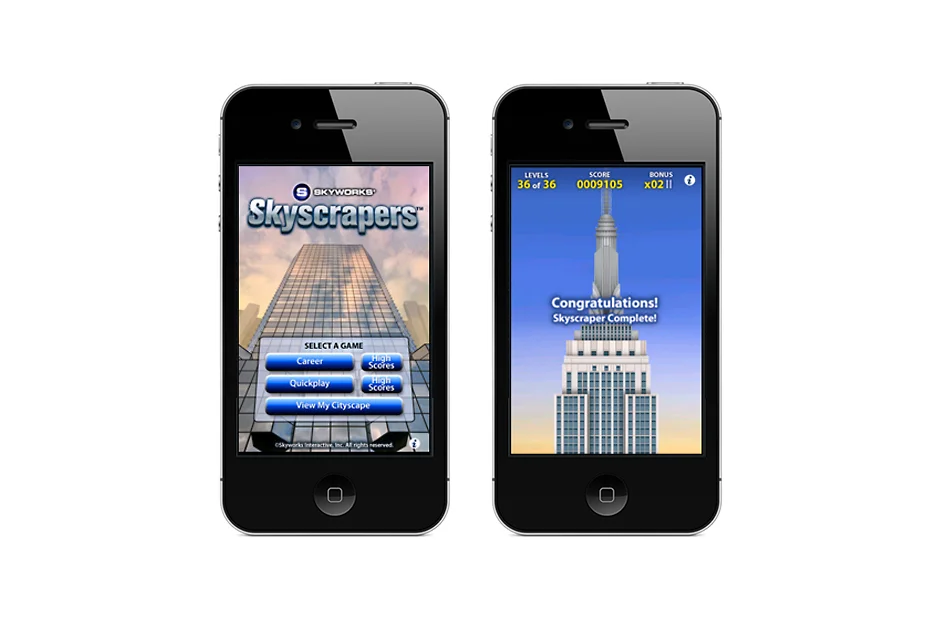 Title screen design and UI for Skyscrapers