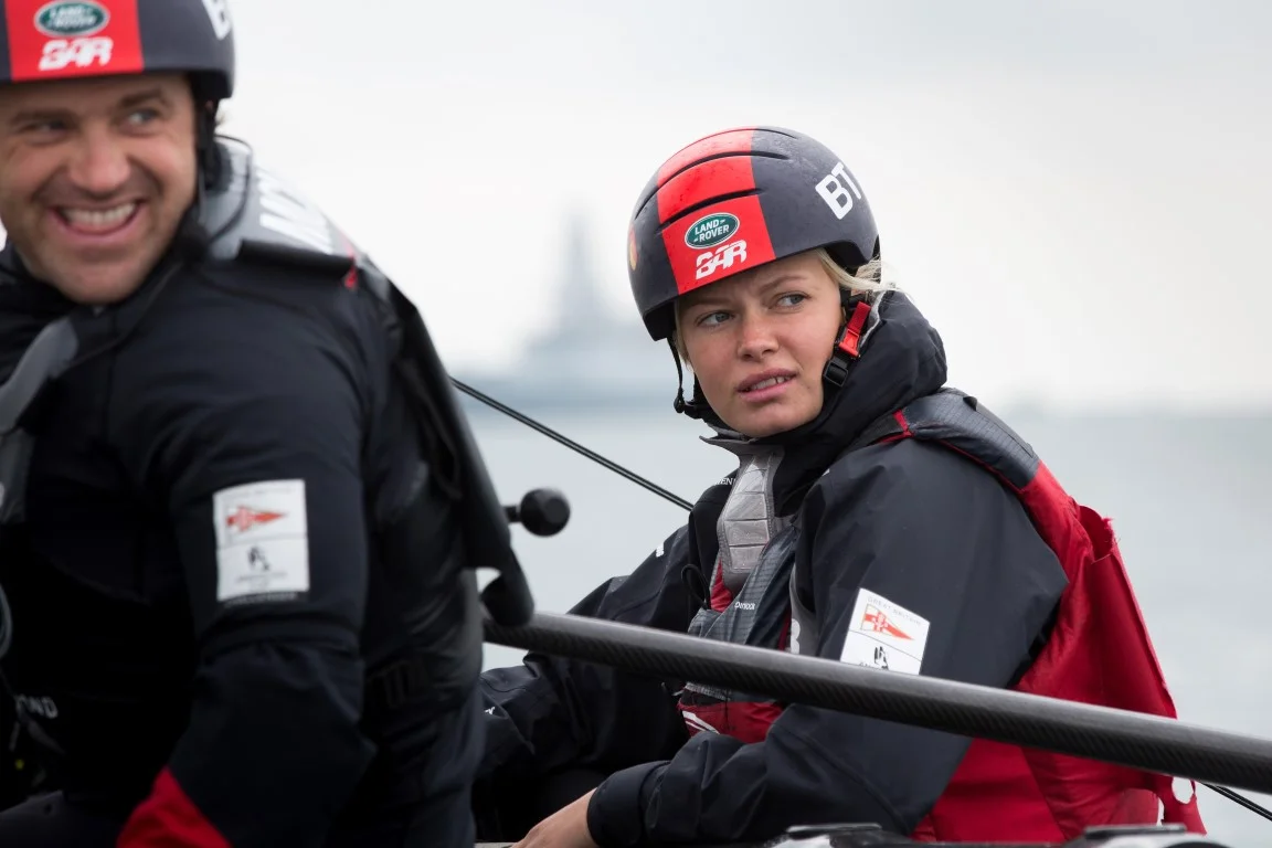 Magnus Olsson Scholarship recipients Lovisa and Emil visiting LandRoverBAR America's Cup Team. @LandRoverBAR Photos by Harry KH/LandRoverBAR