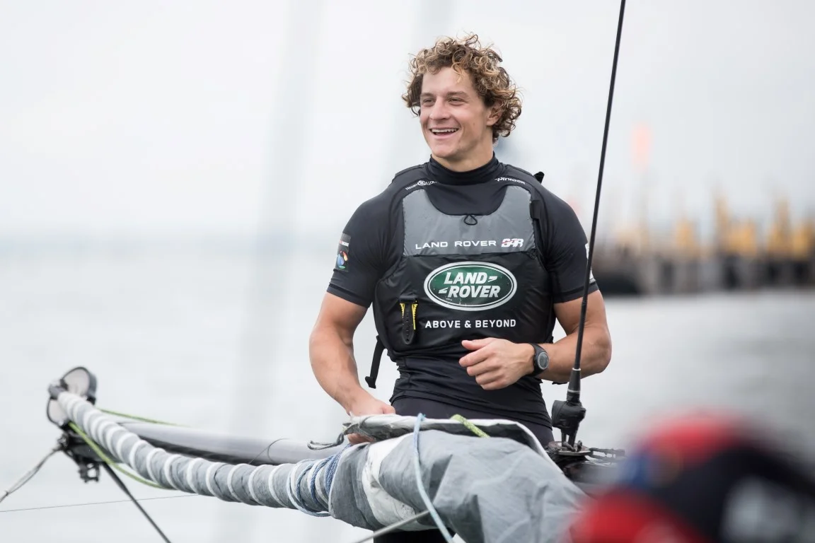 Magnus Olsson Scholarship recipients Lovisa and Emil visiting LandRoverBAR America's Cup Team. @LandRoverBAR Photos by Harry KH/LandRoverBAR