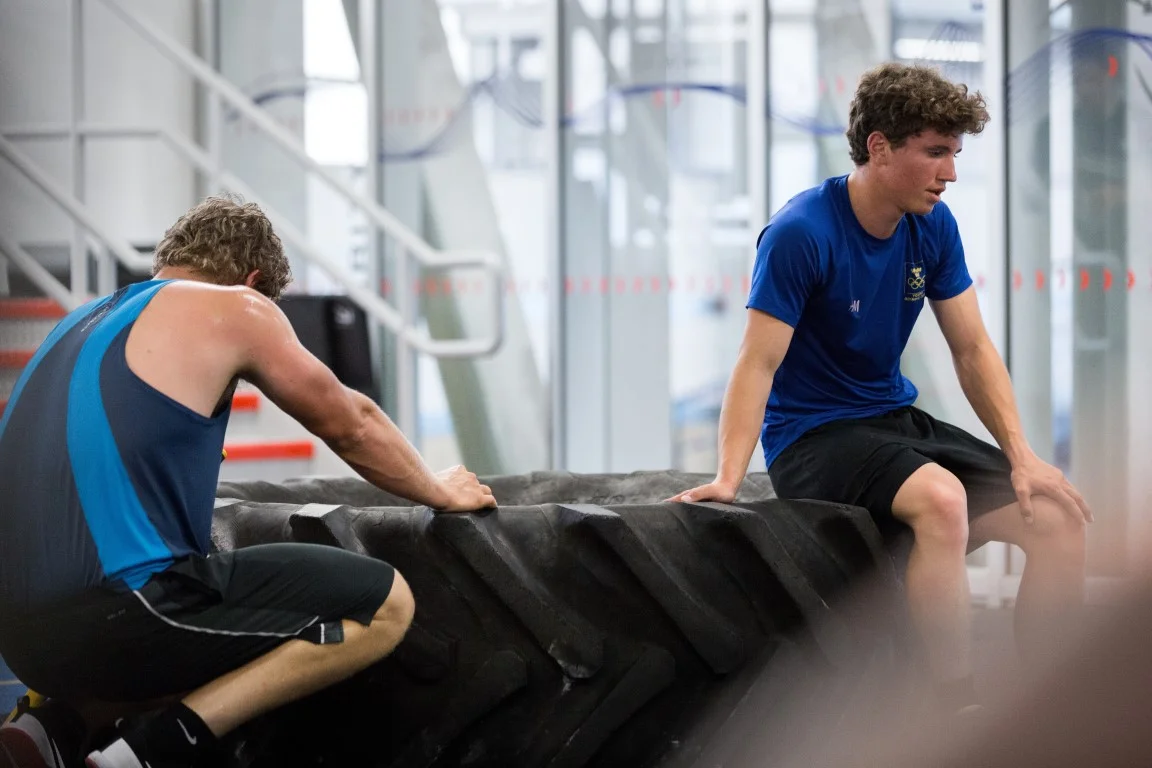 Magnus Olsson Scholarship recipients Lovisa and Emil visiting LandRoverBAR America's Cup Team. @LandRoverBAR Photos by Harry KH/LandRoverBAR