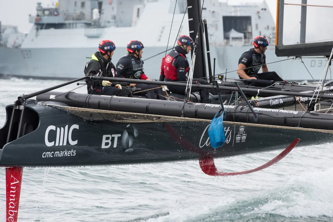 Magnus Olsson Scholarship recipients Lovisa and Emil visiting LandRoverBAR America's Cup Team. @LandRoverBAR Photos by Harry KH/LandRoverBAR