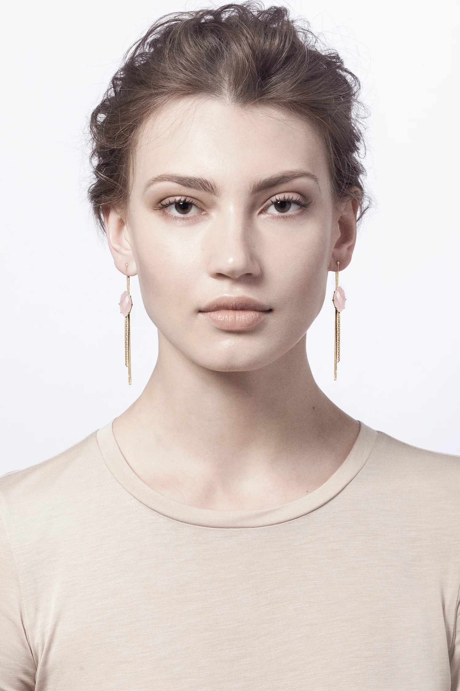 Nashira Arno Jewelry - Long Lineal Rose Quartz - Leda Earrings