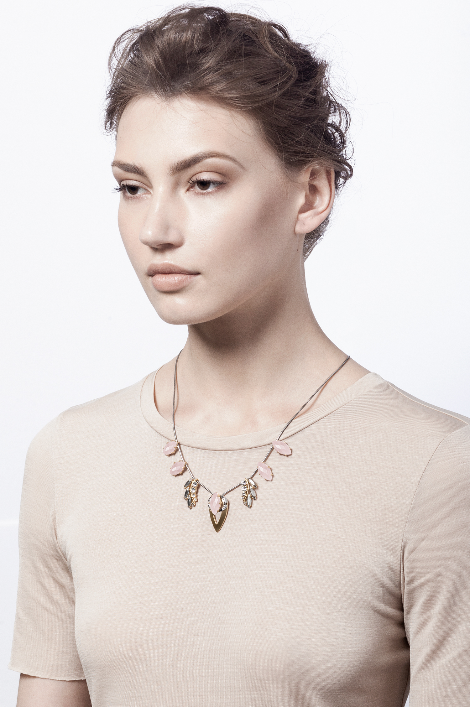 Nashira Arno Jewelry - Statement Adjustable Bib - Rose Quartz - Nysa Necklace