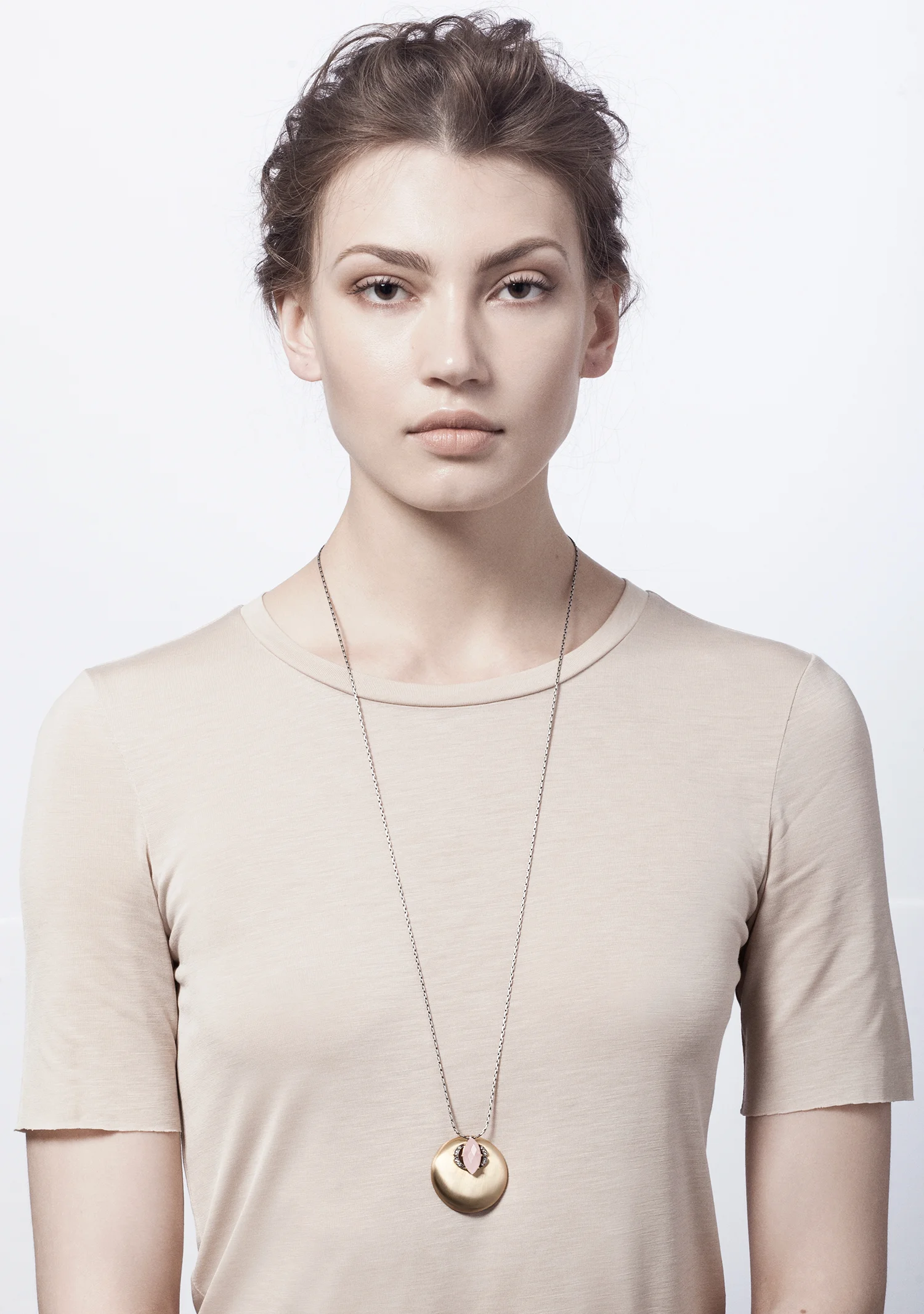 Nashira Arno Jewelry - Long Pendant Necklace - Rose Quartz - Luna Necklace