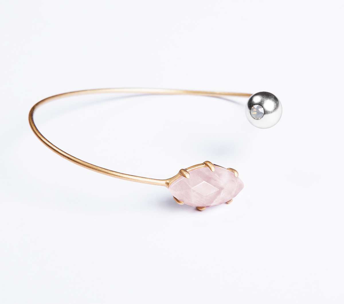 Nashira Arno Jewelry - Bendable Modern Cuff - Rose Quartz - Nova Bracelet