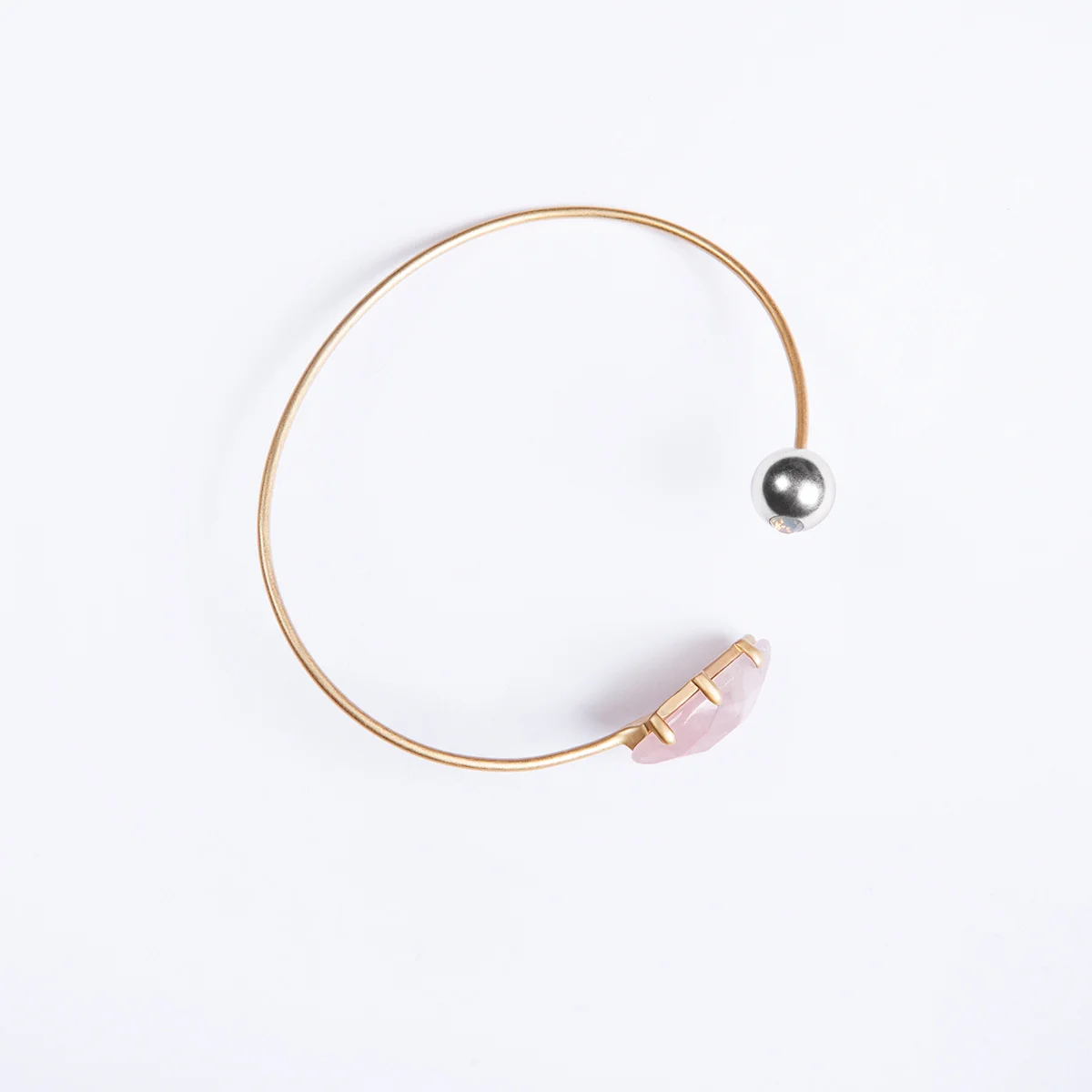 Nashira Arno Jewelry - Bendable Modern Cuff - Rose Quartz - Nova Bracelet