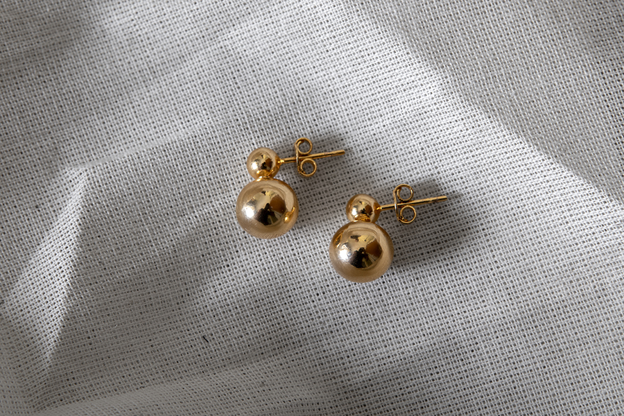 Gigi earrings - statetment stud post earring ball sphere ear crawler - gold - nashira arno jewelry.jpg