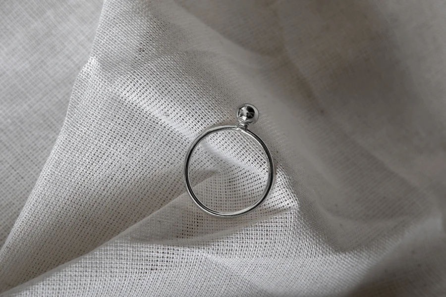 Solitaire ring - sphere ball stack ring modern dainty minimal stackable - silver- nashira arno jewelry .jpg