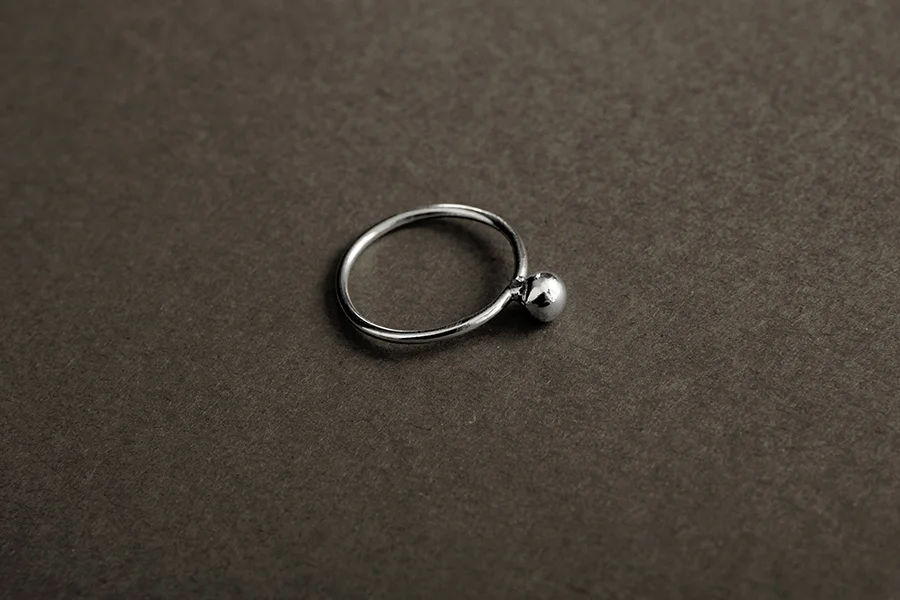 Solitaire ring - sphere ball stack ring modern dainty minimal stackable - silver- nashira arno jewelry .jpg