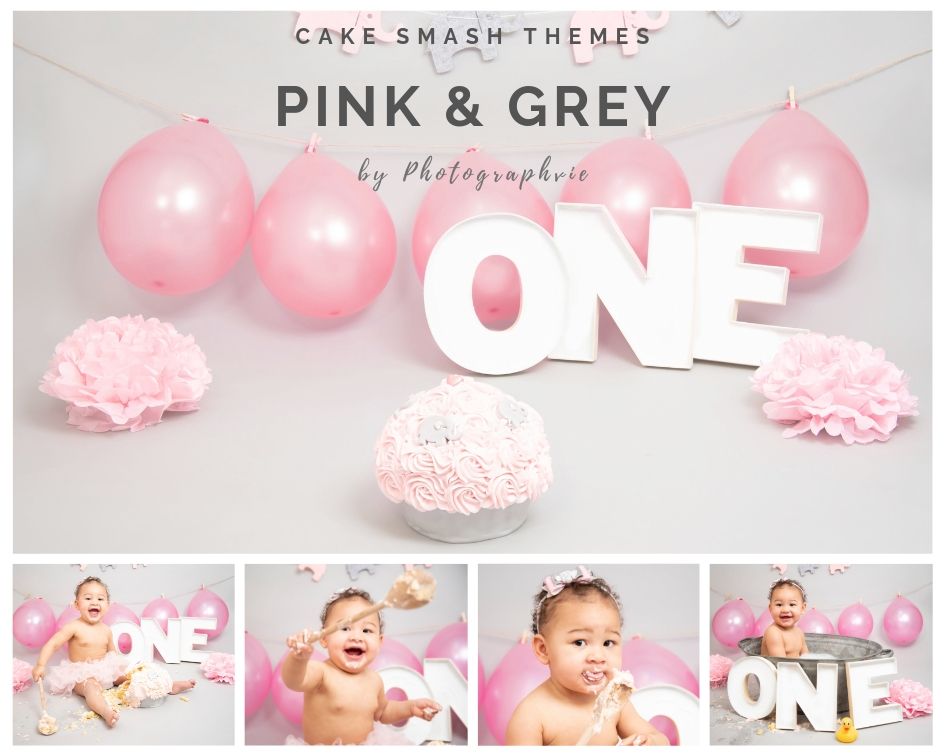 Pink &amp; Grey Cake Smash Photoshoot