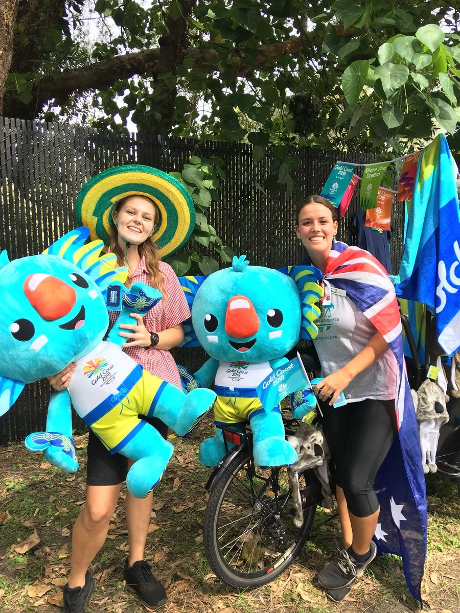 Georgina and Emily from Currumbin Wildlife Sanctuary They are enjoying running a merchandise stall near the games, where proceeds are going to the sanctuary to support koalas, kangaroos, and other Australian animals.