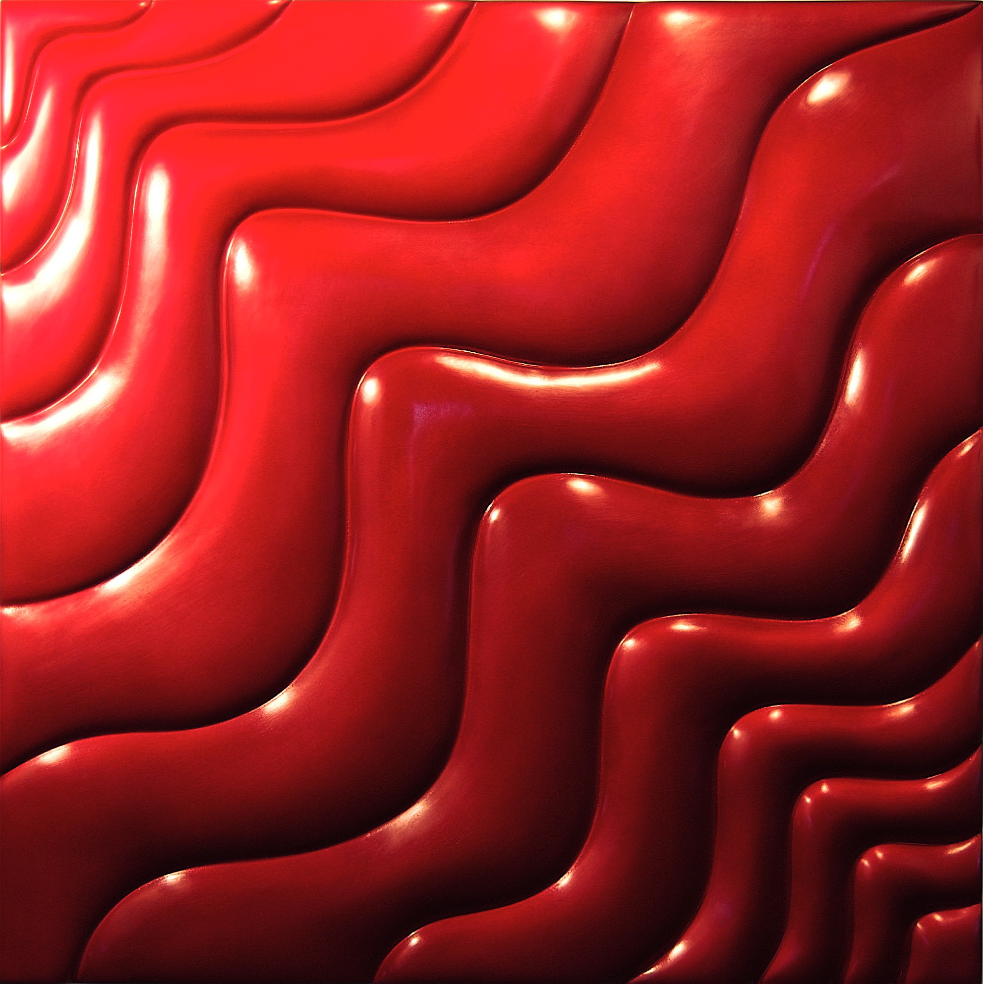 Thomas Coffin - Wave Effect (red), 36"h x 36"w x 2"d, mixed media sculptural wall relief