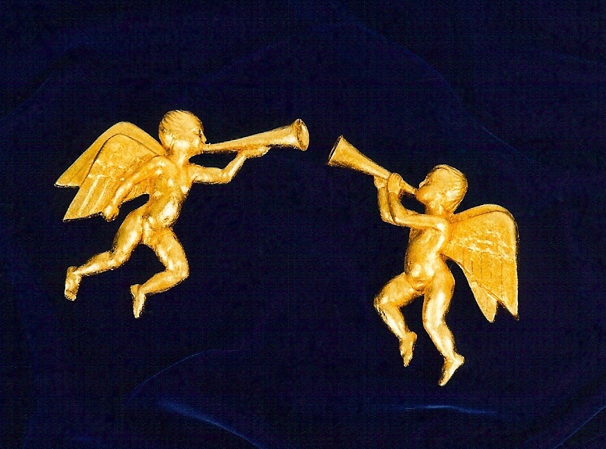 Coffin & King - Angel Ornaments - cast stone, composite metal leaf, 1990s