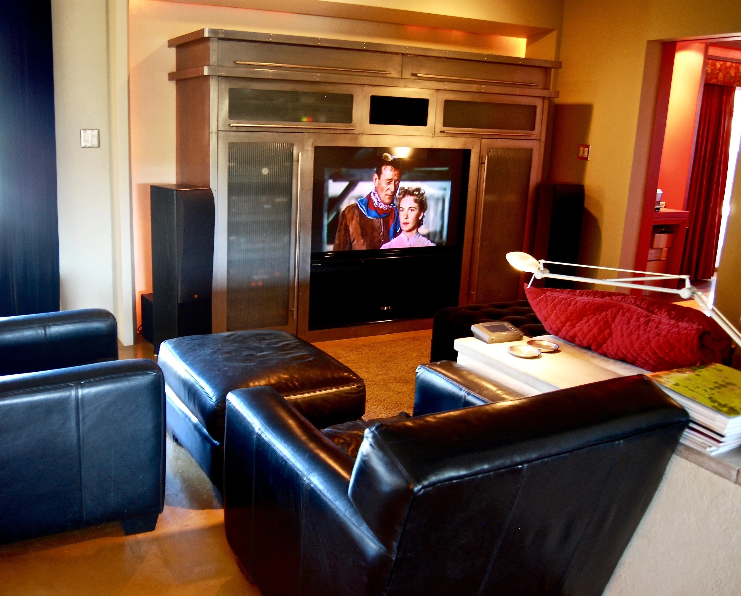 Coffin & King Custom Furniture/ Interiors - Brushed Steel Custom Entertainment Cabinet