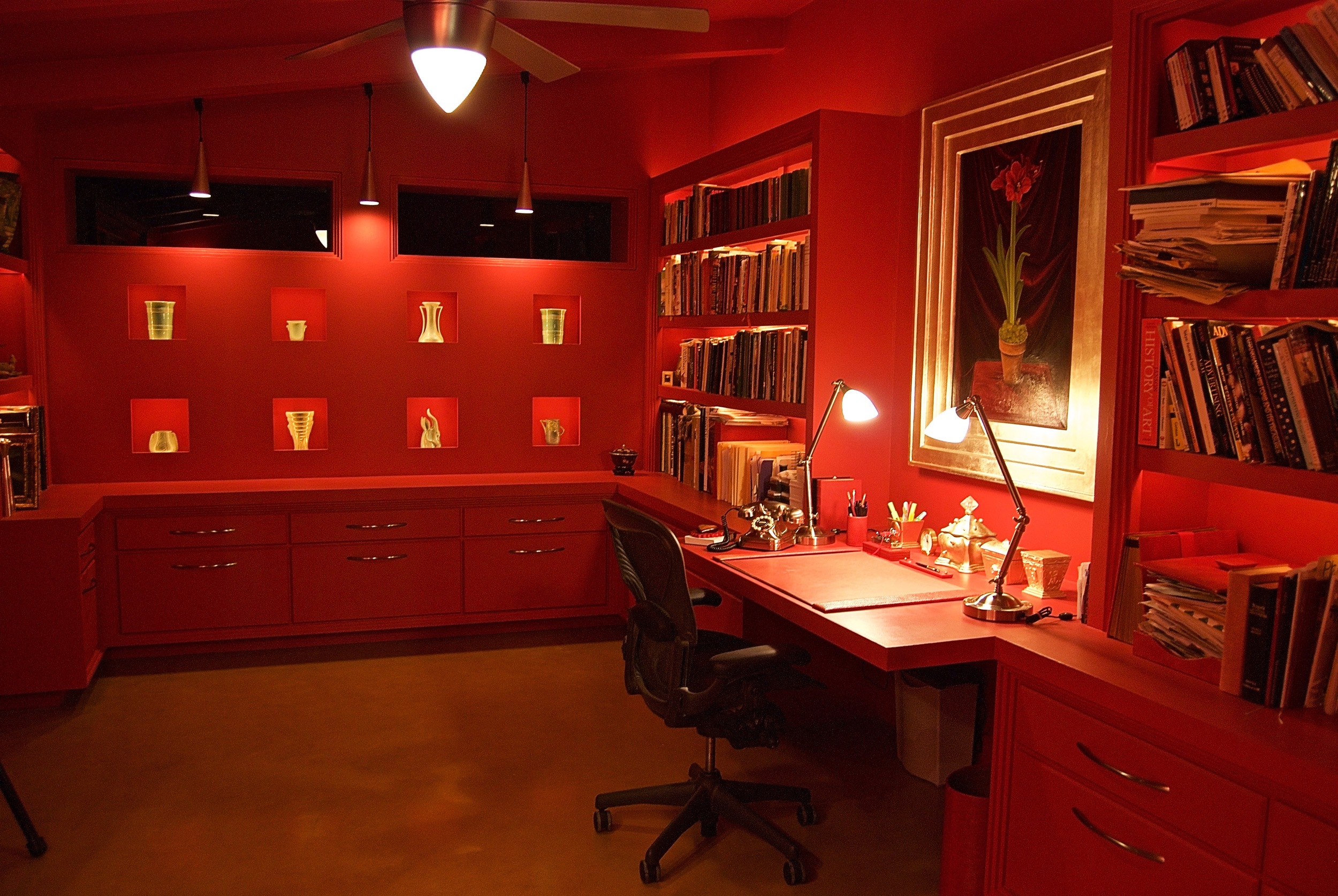 Coffin & King Custom Furniture/ Interiors - Custom Designed Red Office