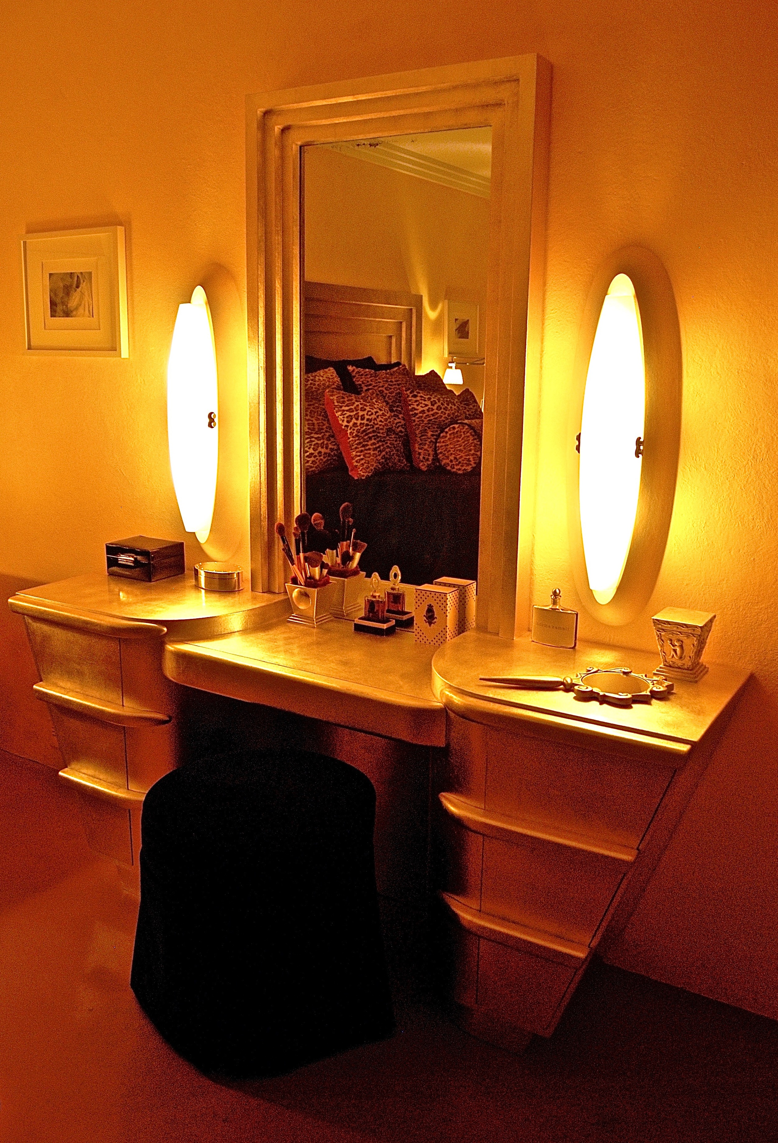 Coffin & King Custom Furniture/ Interiors - Dream Vanity, 14 Kt. White Gold Leaf